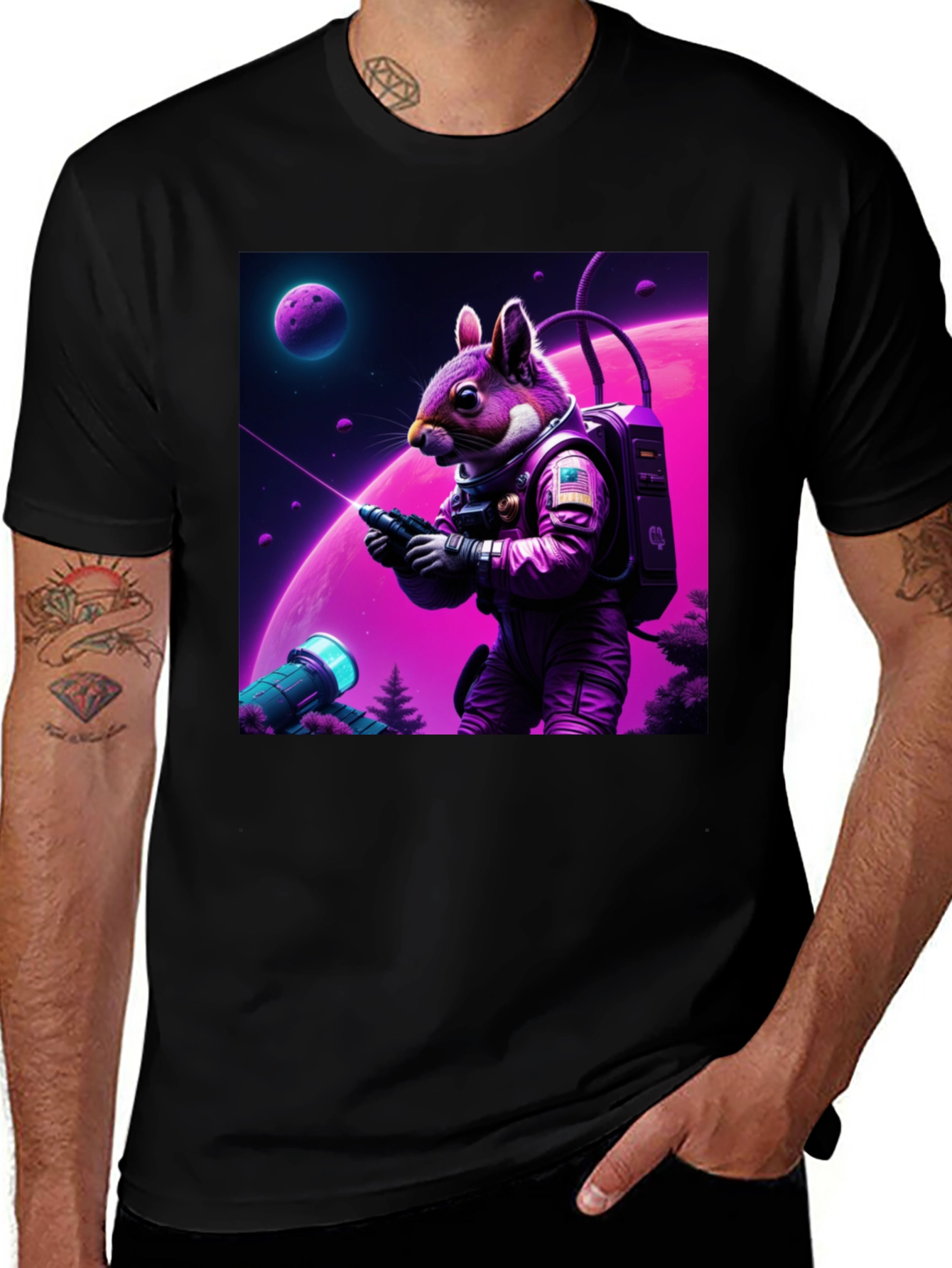 Space Squirrel Graphic T-Shirt