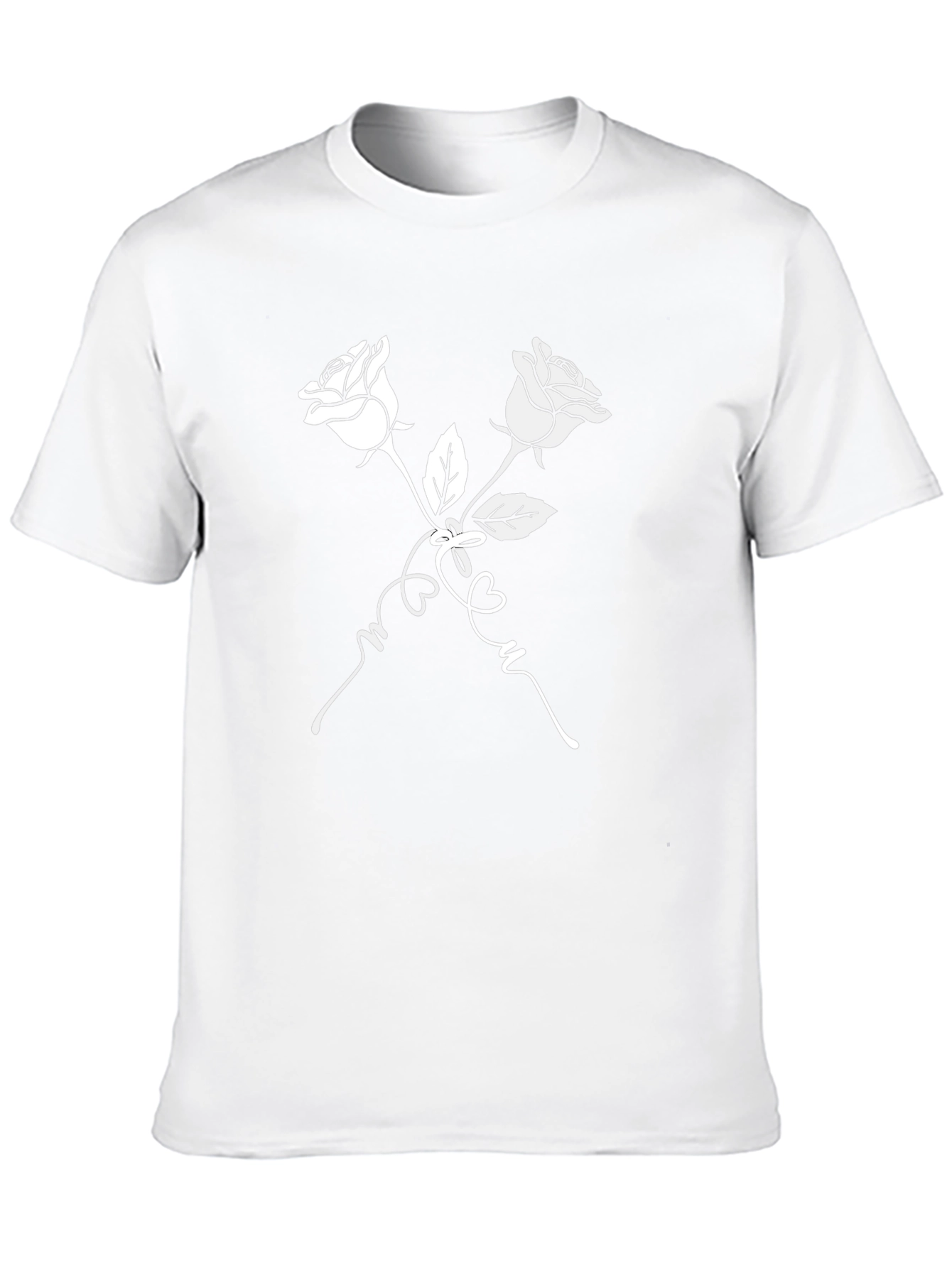 Rose T-Shirt - Black with White Floral Design