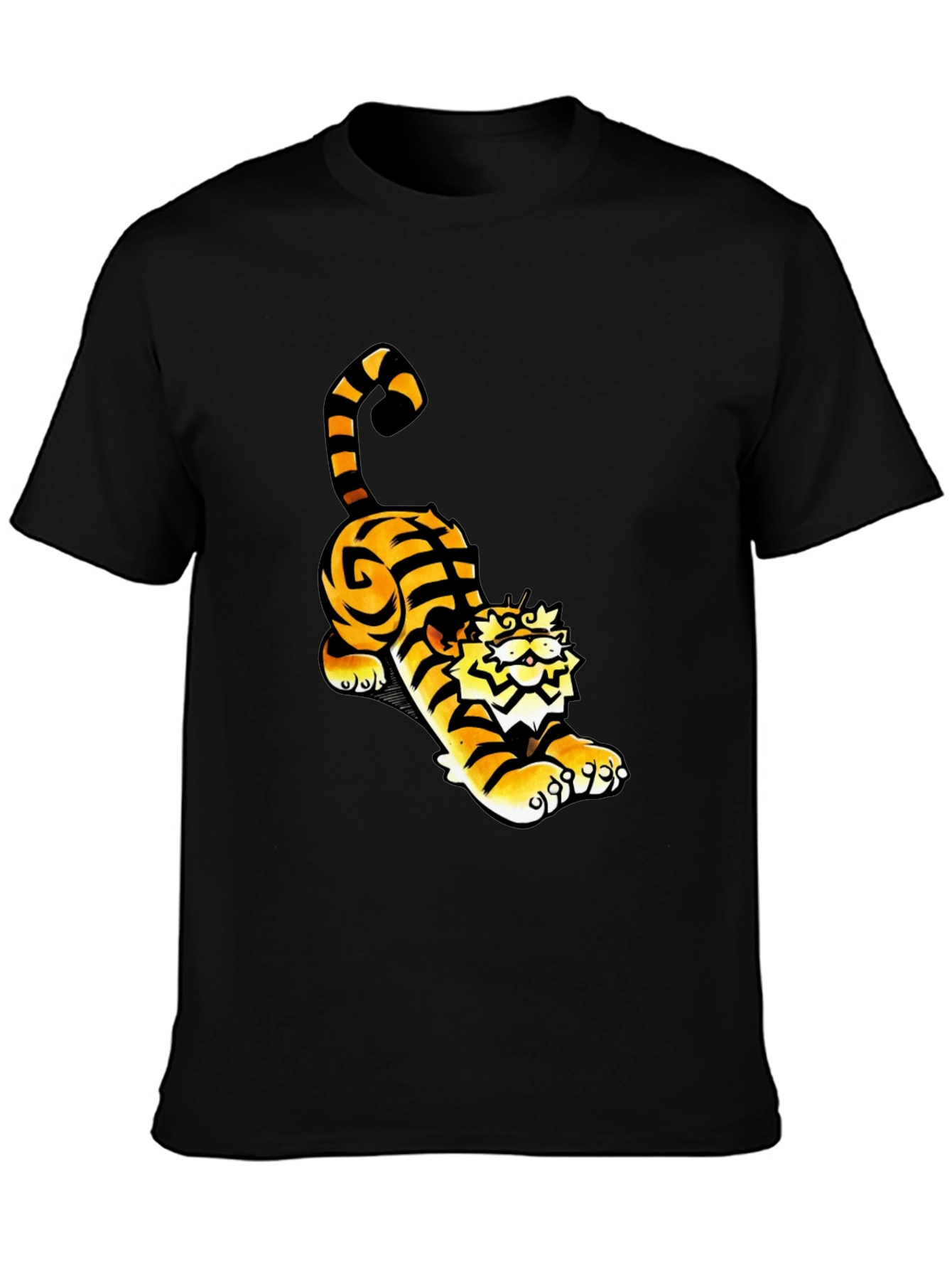 Cool Tiger Graphic Tee - Black Cotton T-Shirt