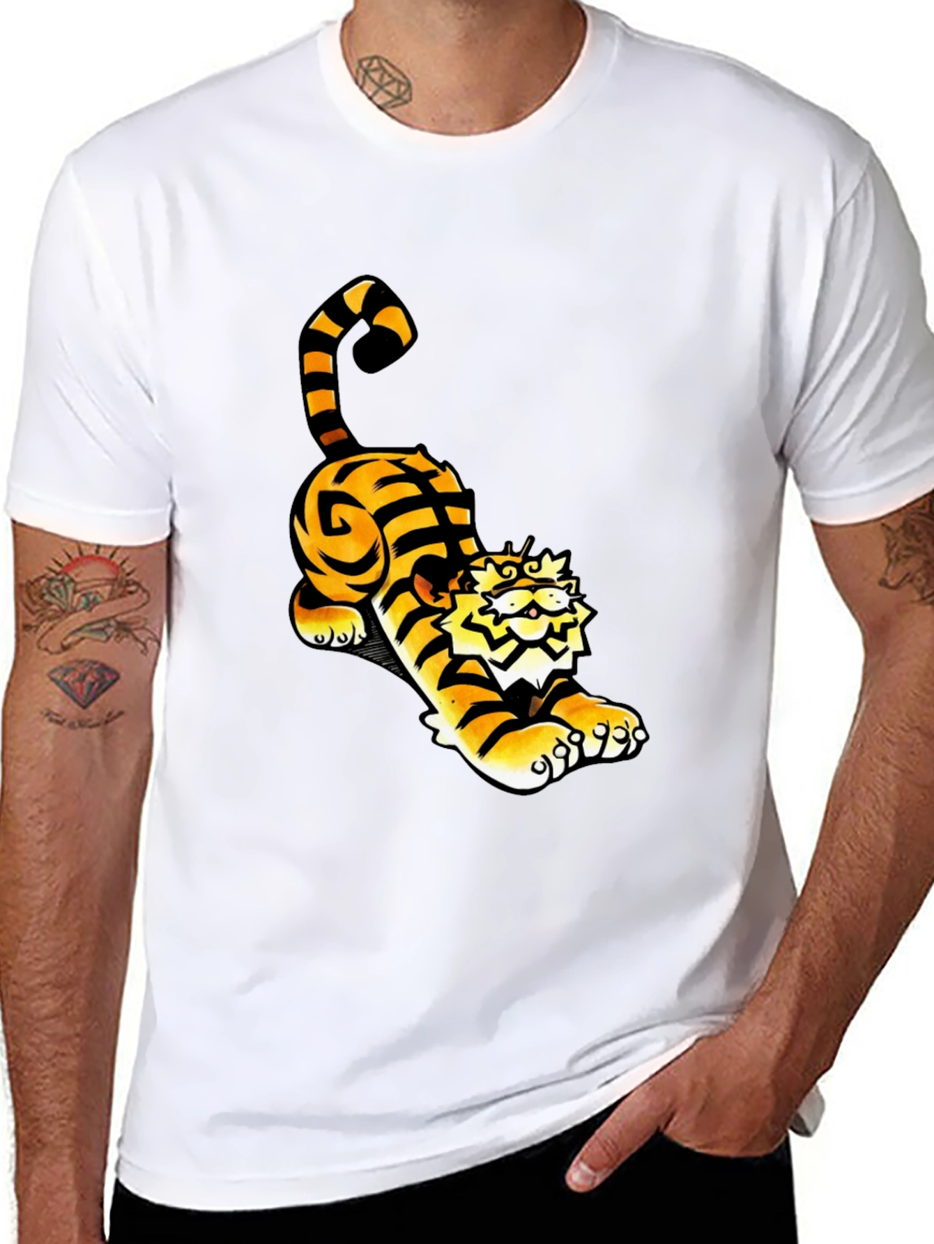 Cool Tiger Graphic Tee - Black Cotton T-Shirt