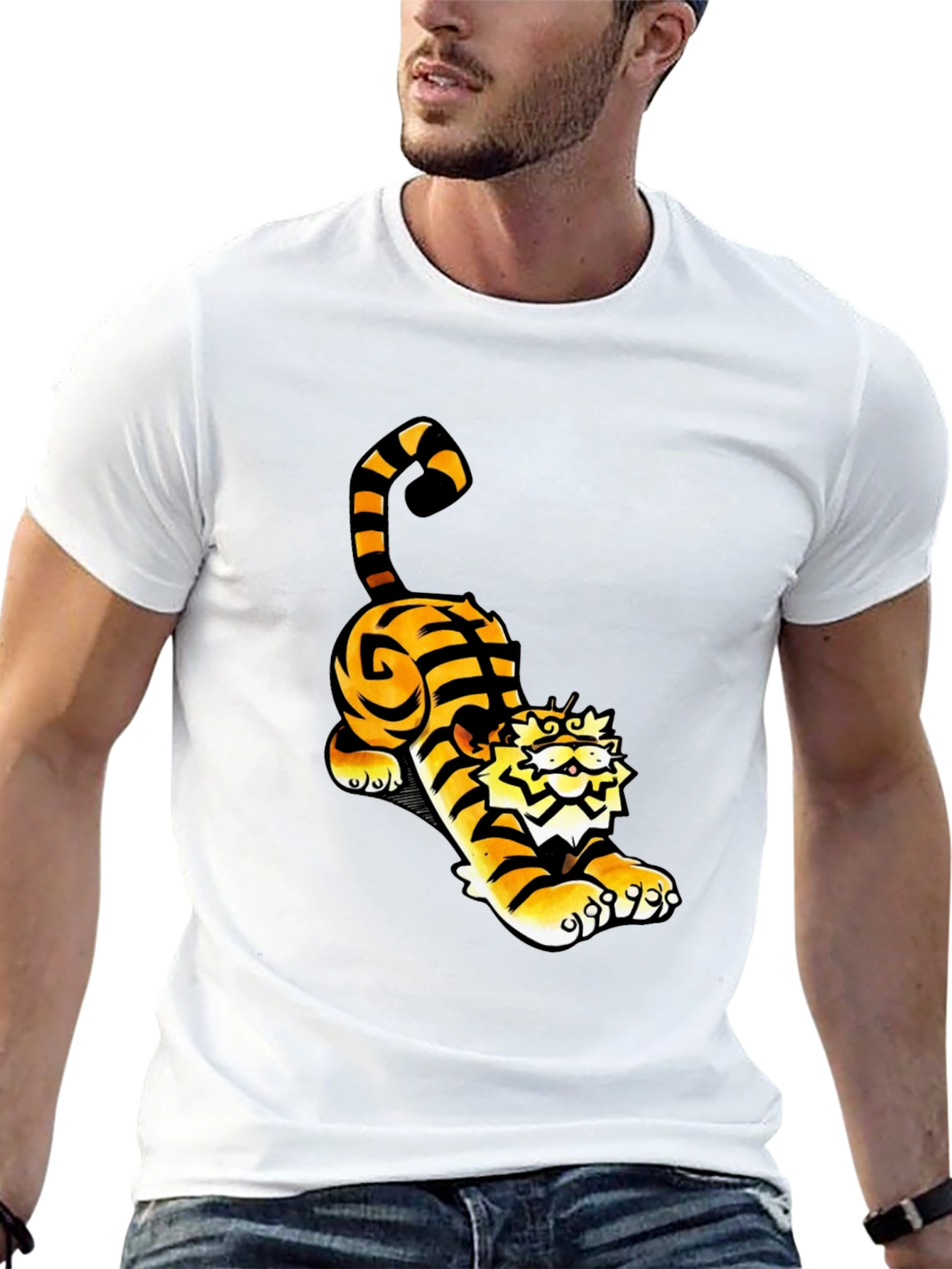 Cool Tiger Graphic Tee - Black Cotton T-Shirt