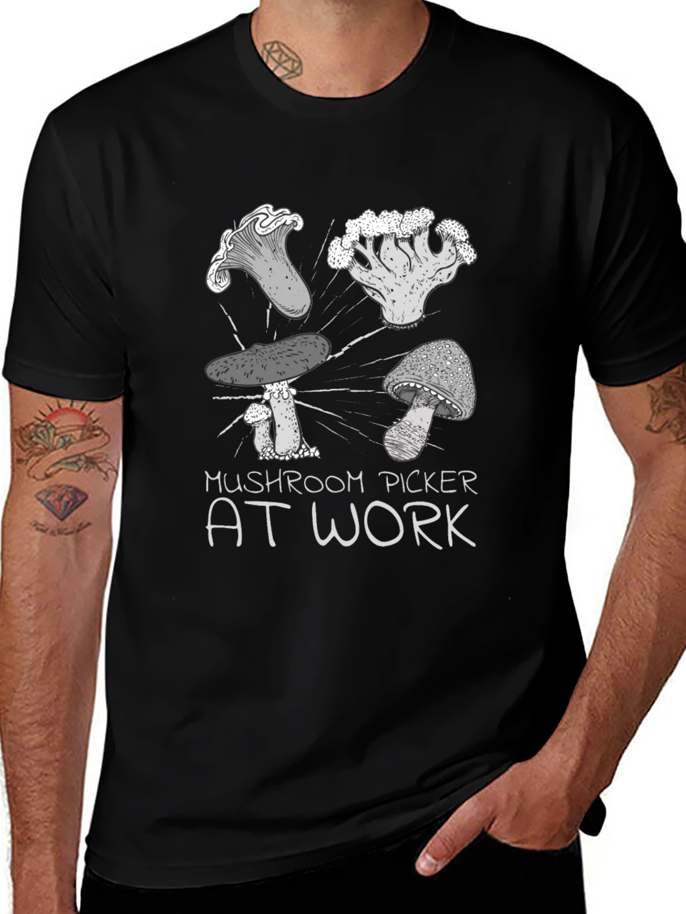 Mushroom Picker at Work Graphic Tee