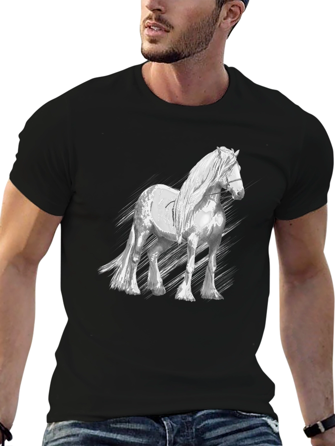 Horse Graphic T-Shirt - Black Cotton Tee