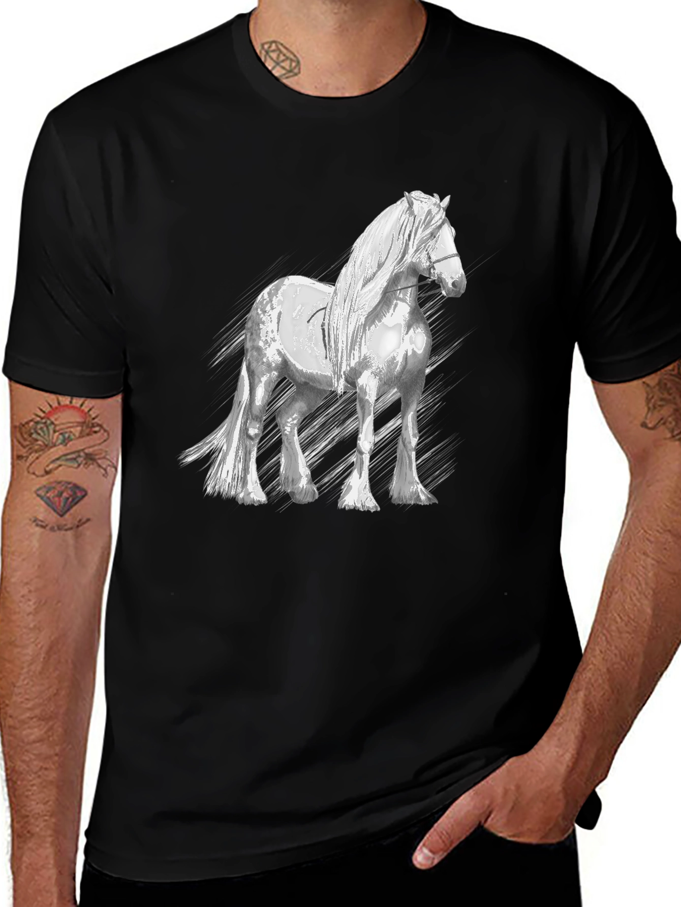 Horse Graphic T-Shirt - Black Cotton Tee