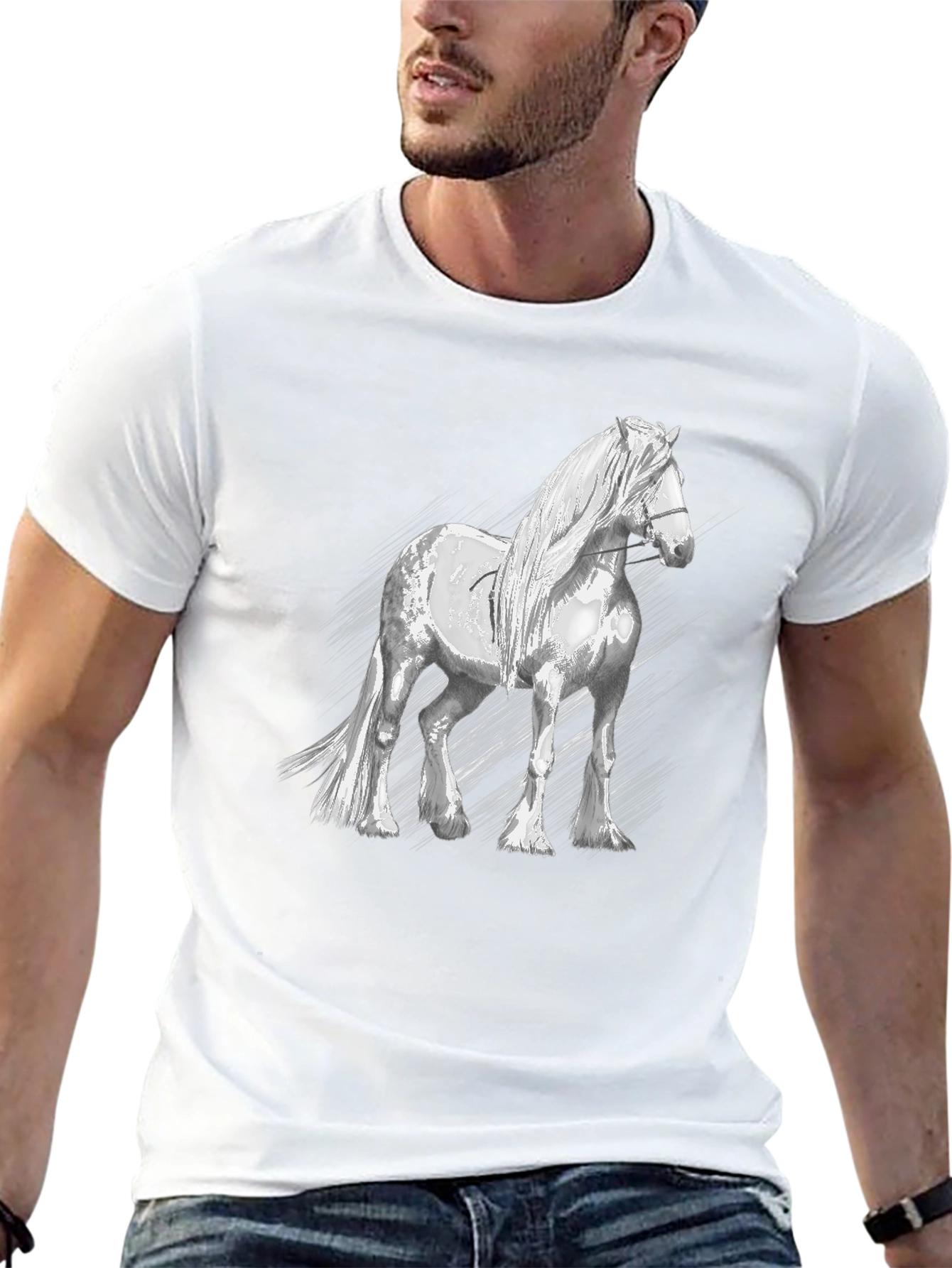 Horse Graphic T-Shirt - Black Cotton Tee