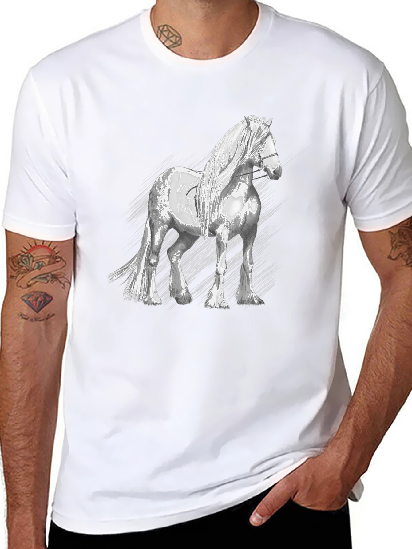 Horse Graphic T-Shirt - Black Cotton Tee