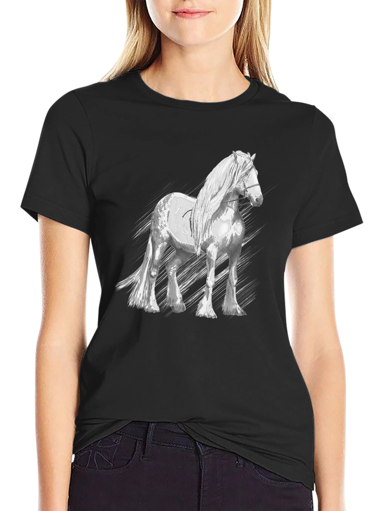 Horse Graphic T-Shirt - Black Cotton Tee