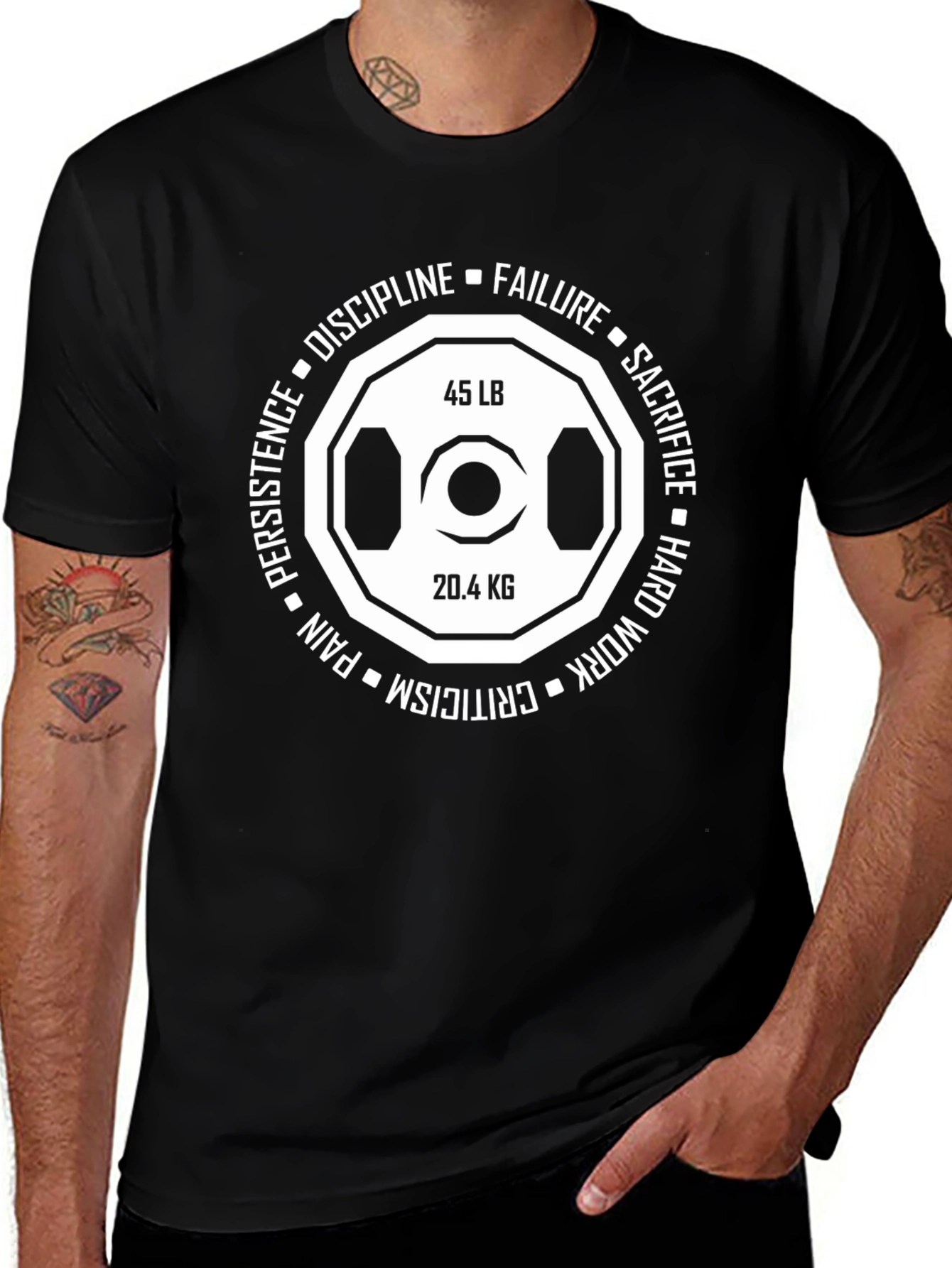 Motivational Weightlifting T-Shirt - Discipline Sacrifice Failure