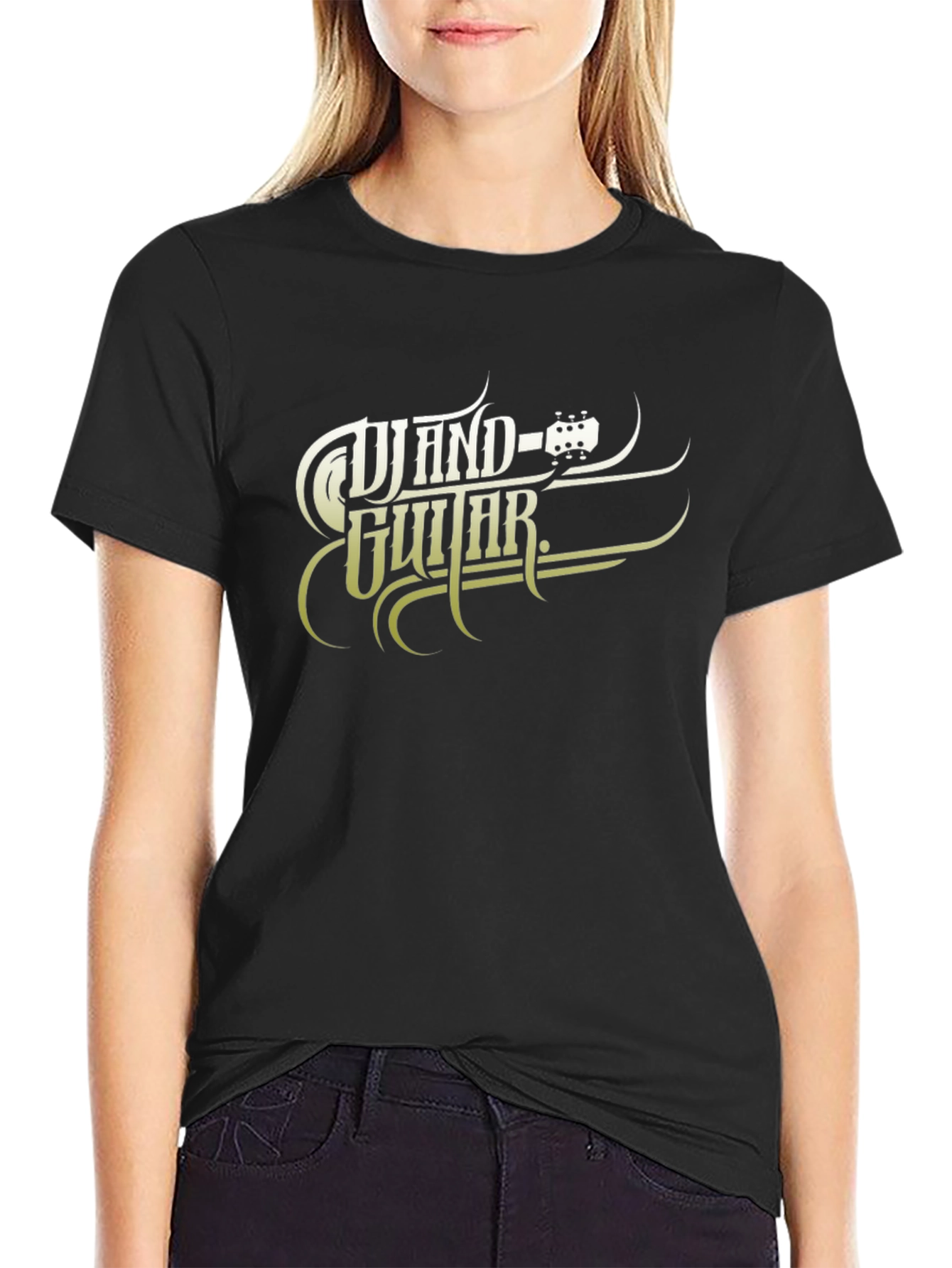 DJ And Guitar Black T-Shirt Music Lover