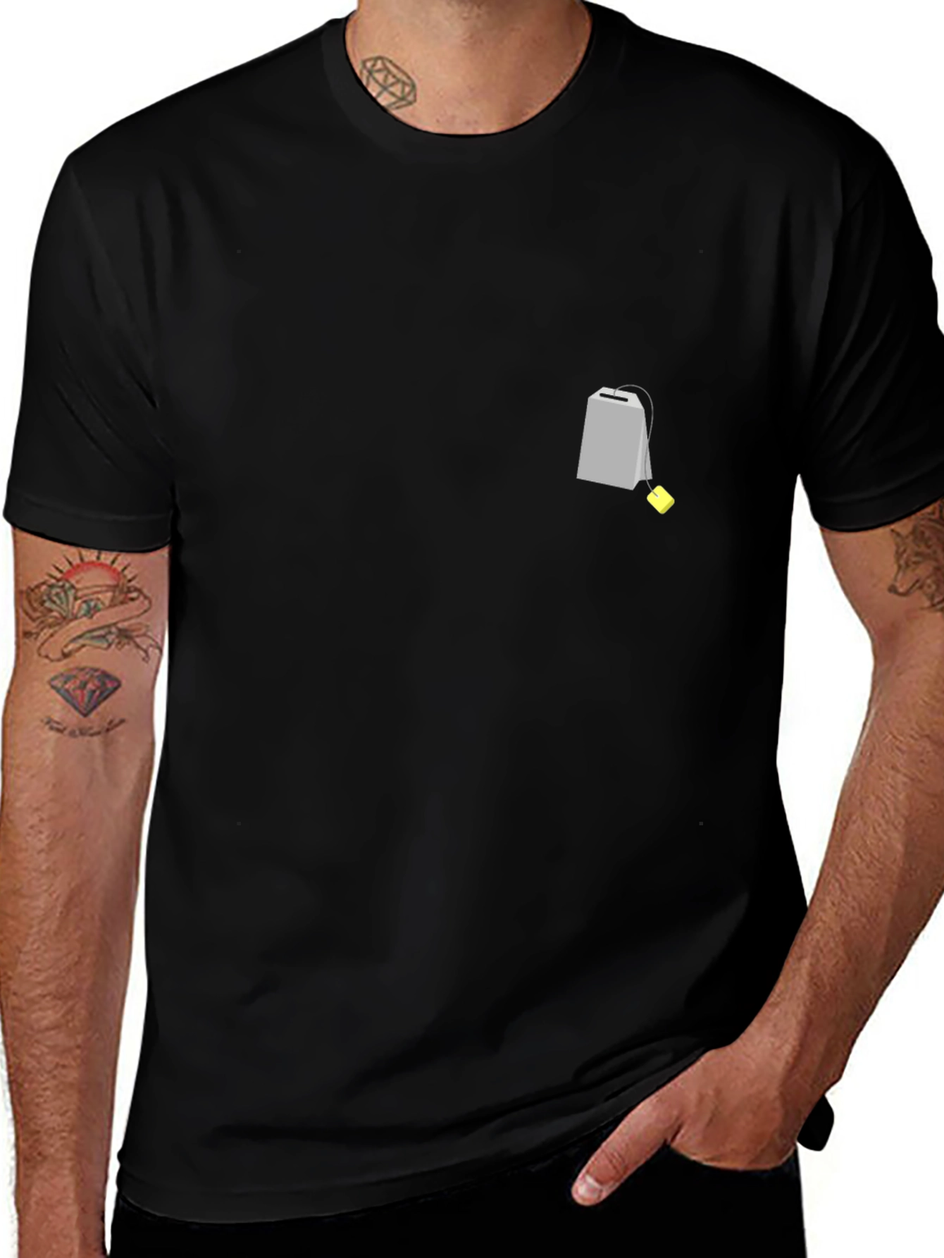 Mens Black Graphic Tee - Teabag Design