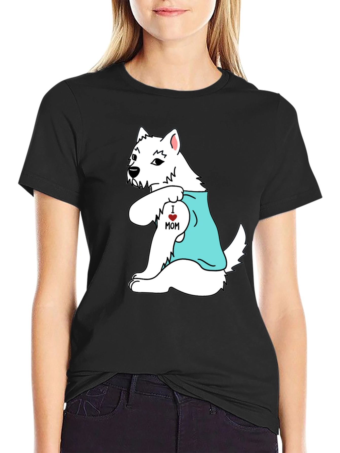 I Love Mom Westie Dog Graphic Tee