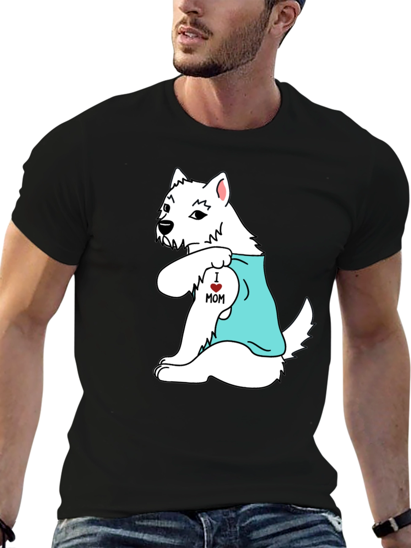 I Love Mom Westie Dog Graphic Tee