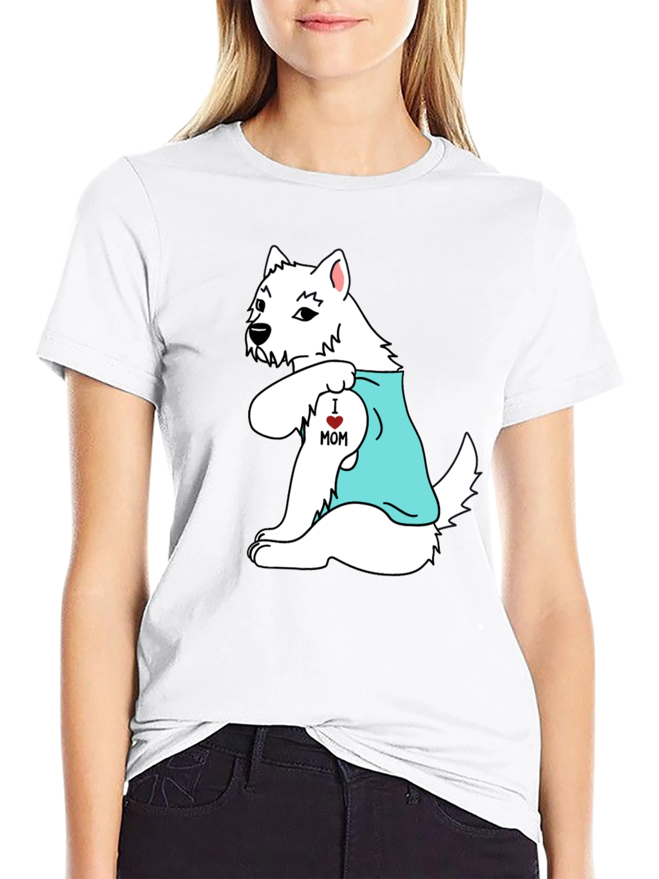 I Love Mom Westie Dog Graphic Tee