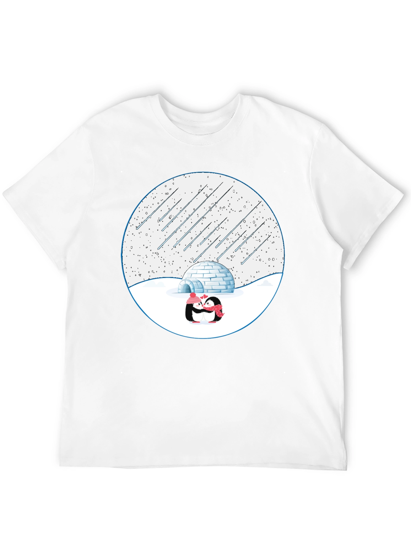 Winter Penguins Igloo Black T-Shirt