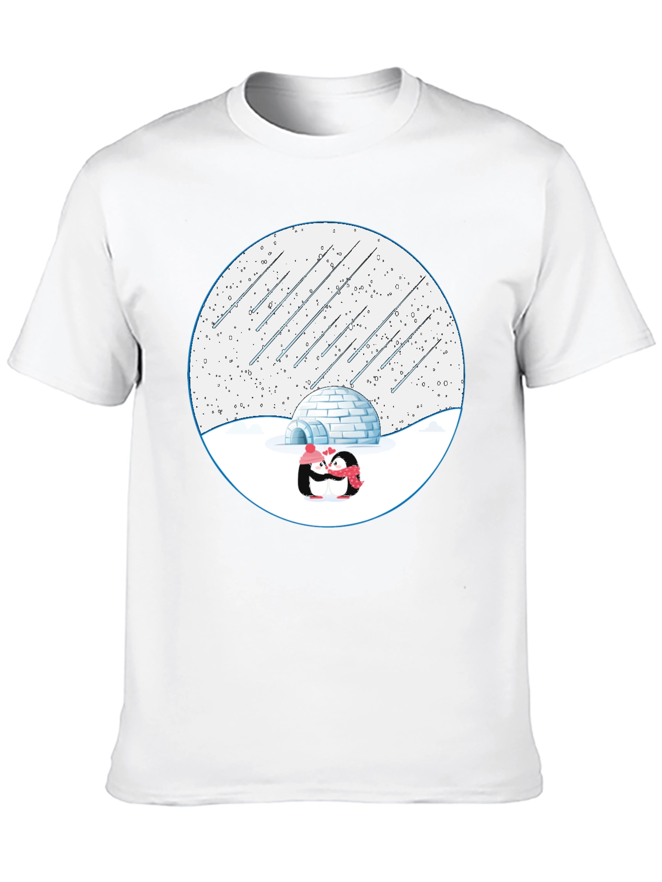 Winter Penguins Igloo Black T-Shirt