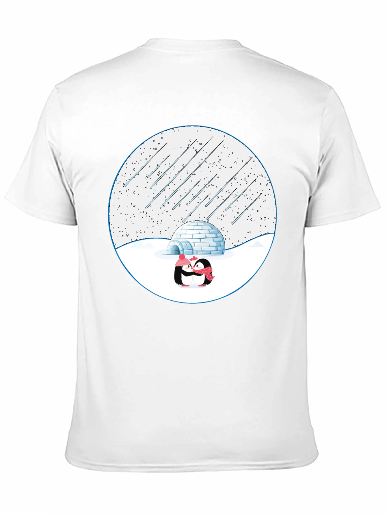 Winter Penguins Igloo Black T-Shirt