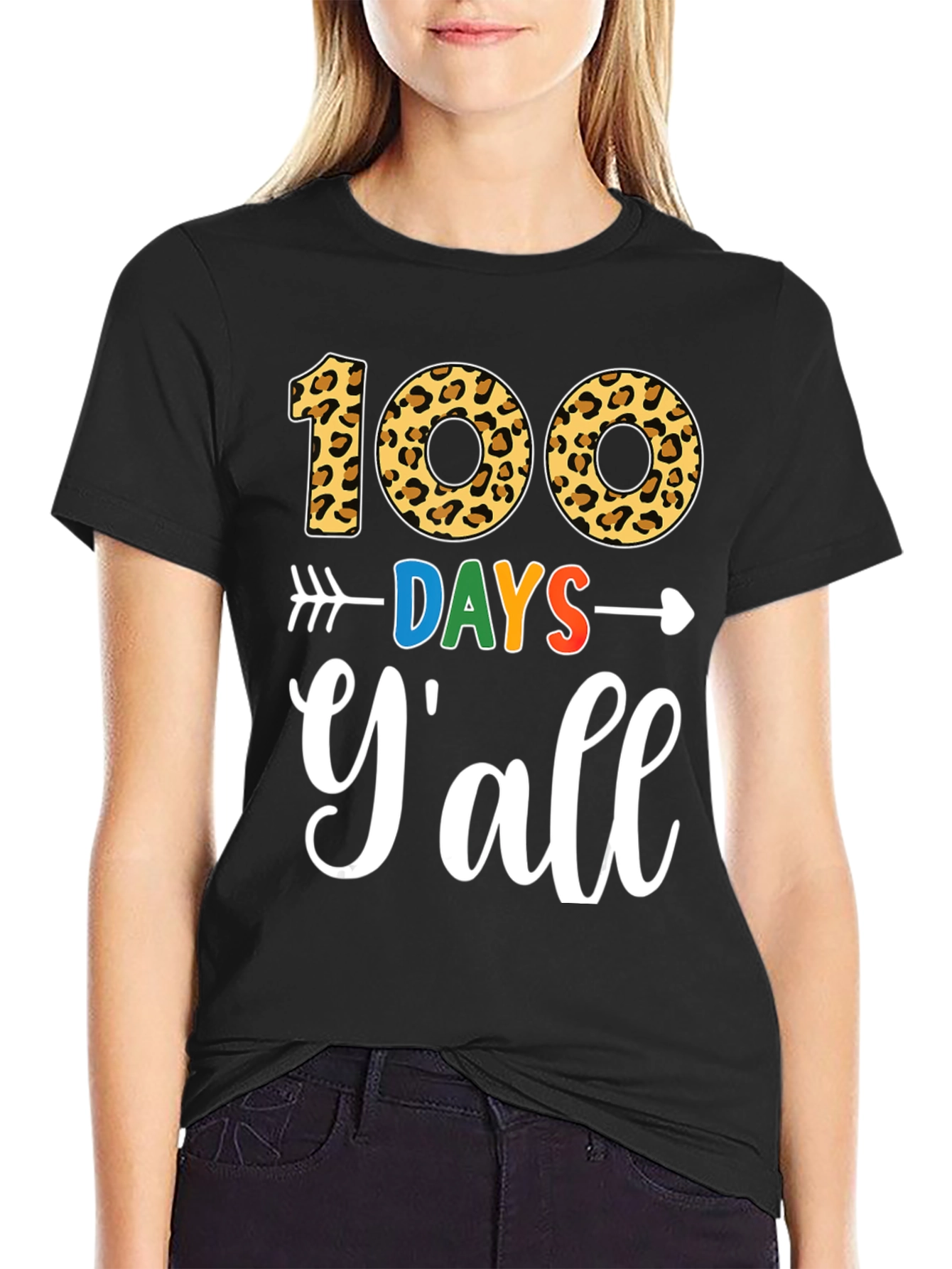 100 Days Yall T-Shirt - Leopard Print