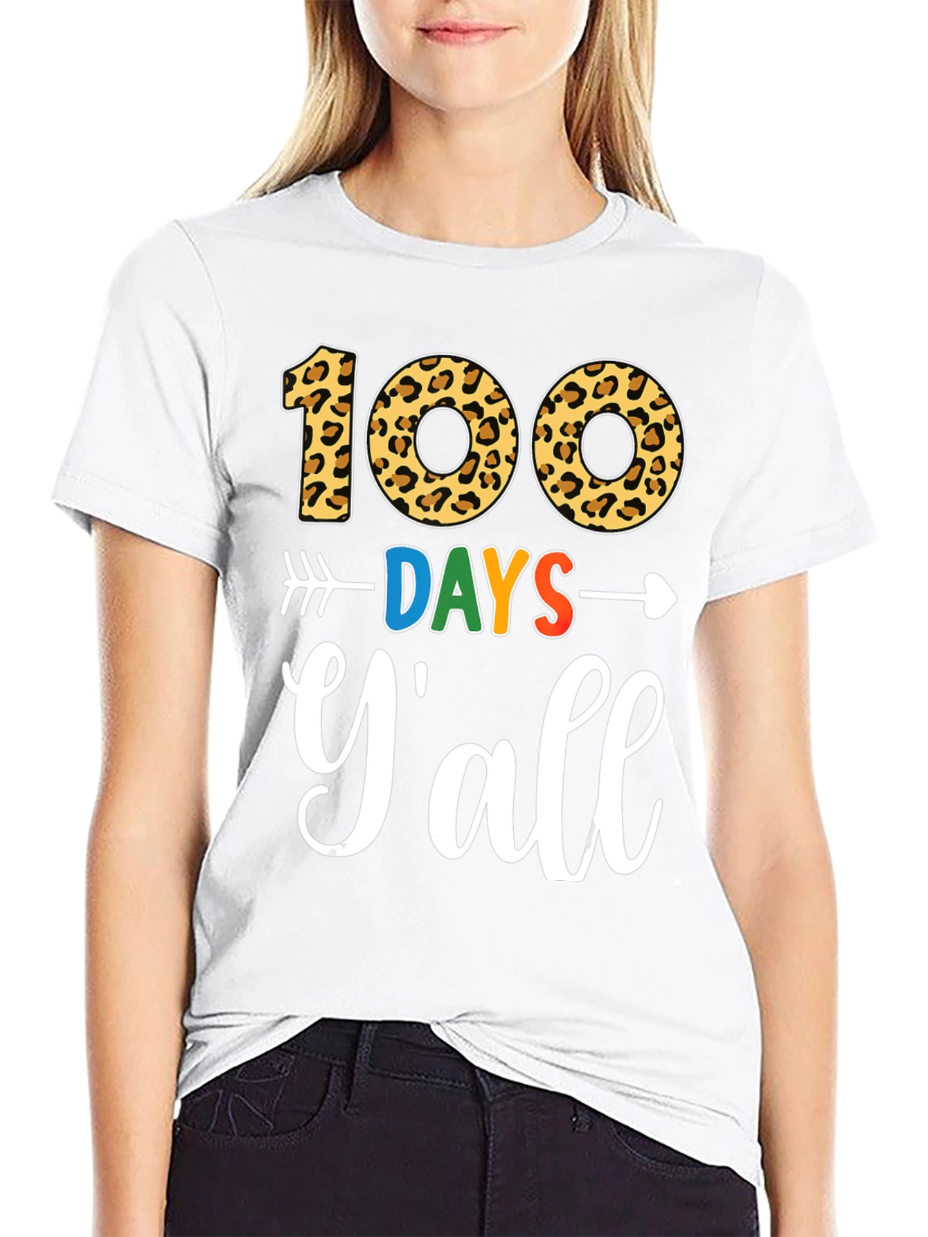 100 Days Yall T-Shirt - Leopard Print