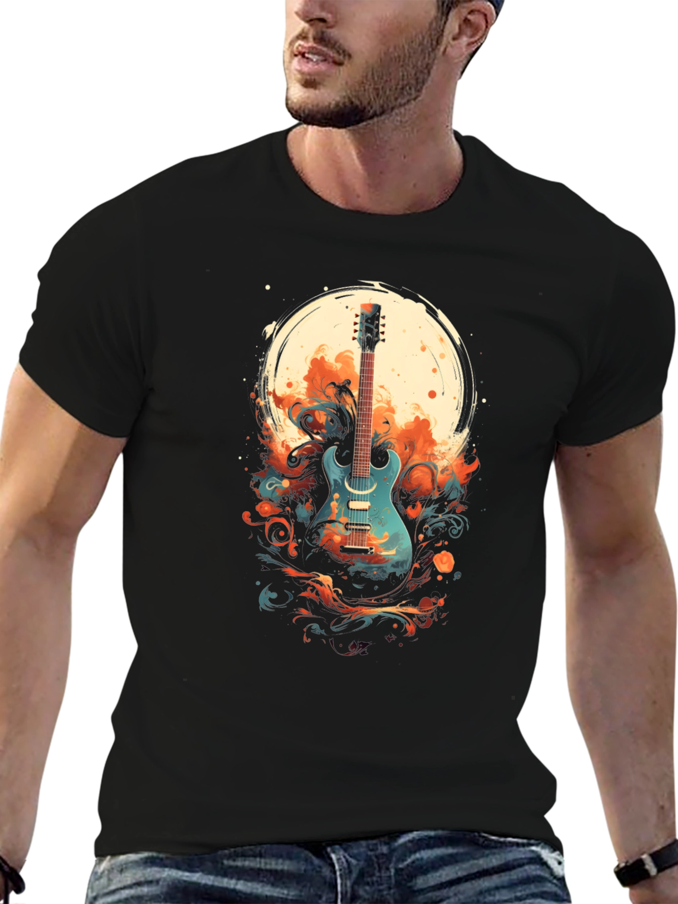 Guitar Moon Graphic T-Shirt