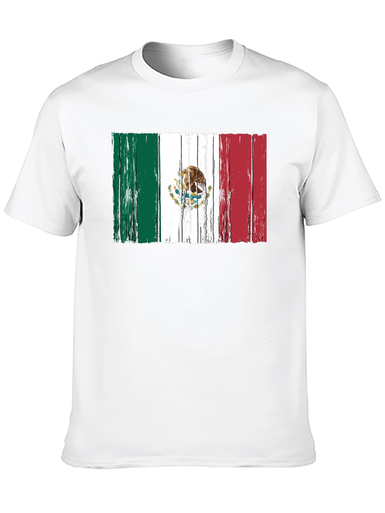 Mexican Flag Distressed Style Mens Black T-Shirt