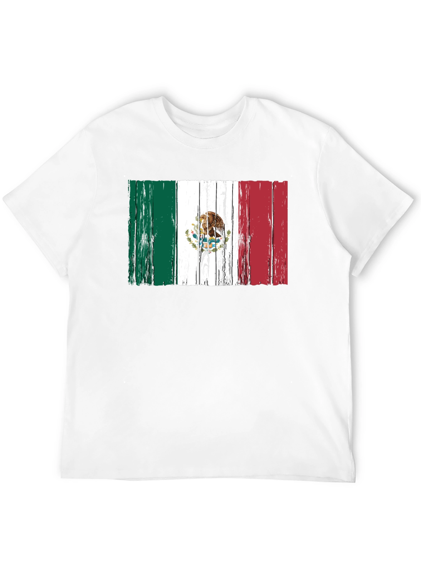 Mexican Flag Distressed Style Mens Black T-Shirt