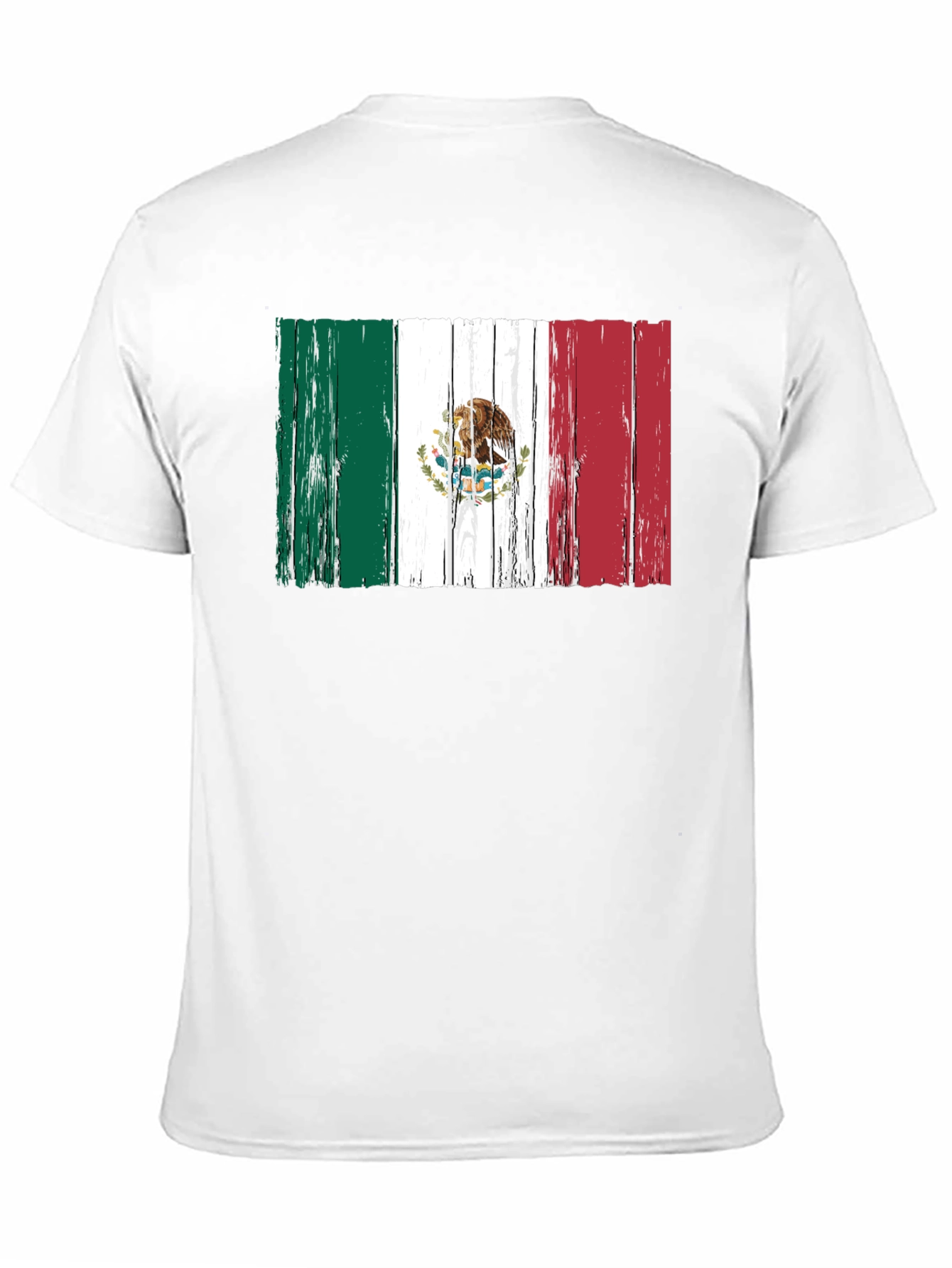 Mexican Flag Distressed Style Mens Black T-Shirt