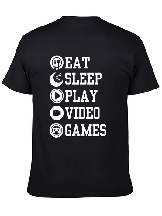 Eat Sleep Play Video Games Black Graphic T-Shirt