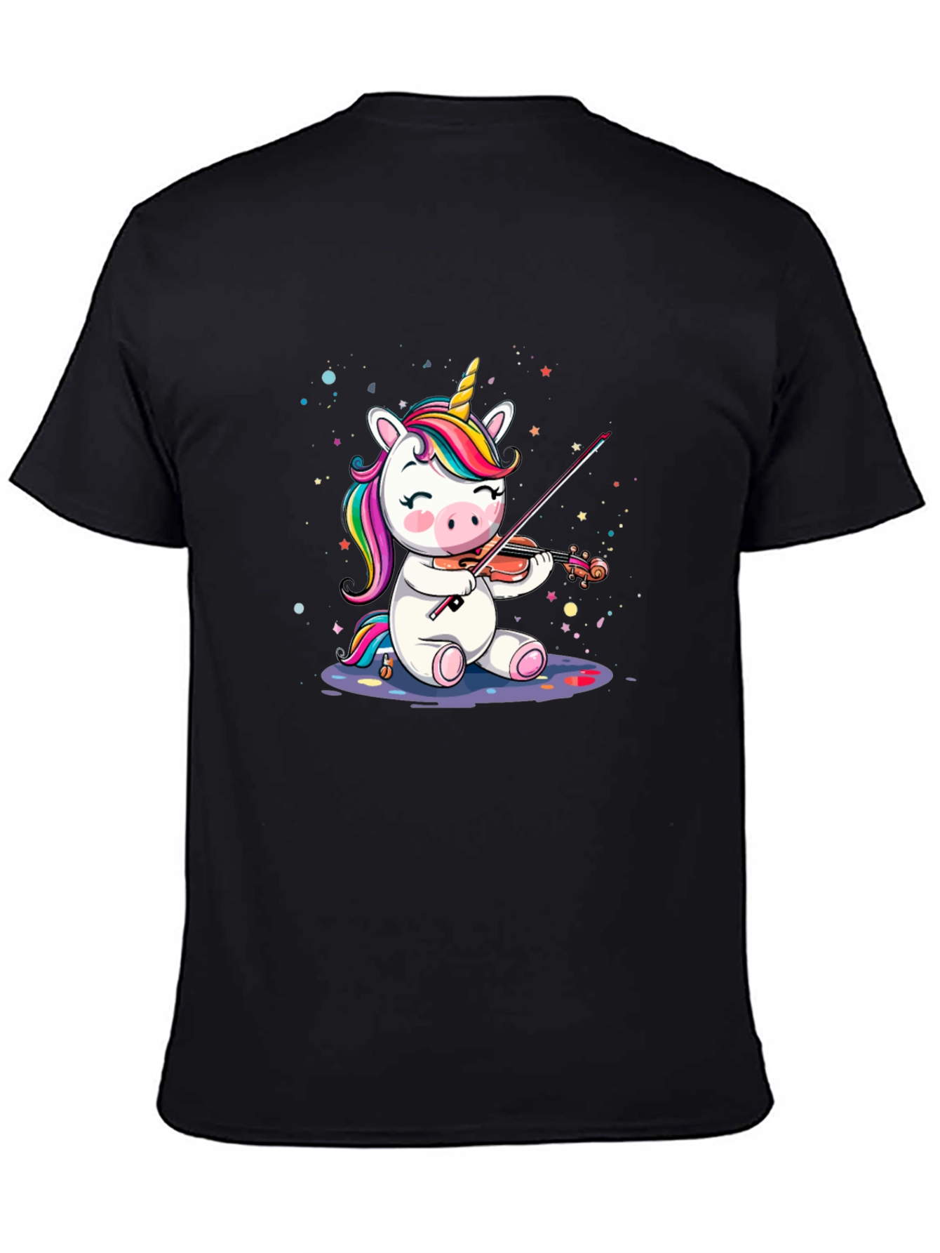 Unicorn Violinist Graphic T-Shirt - Black