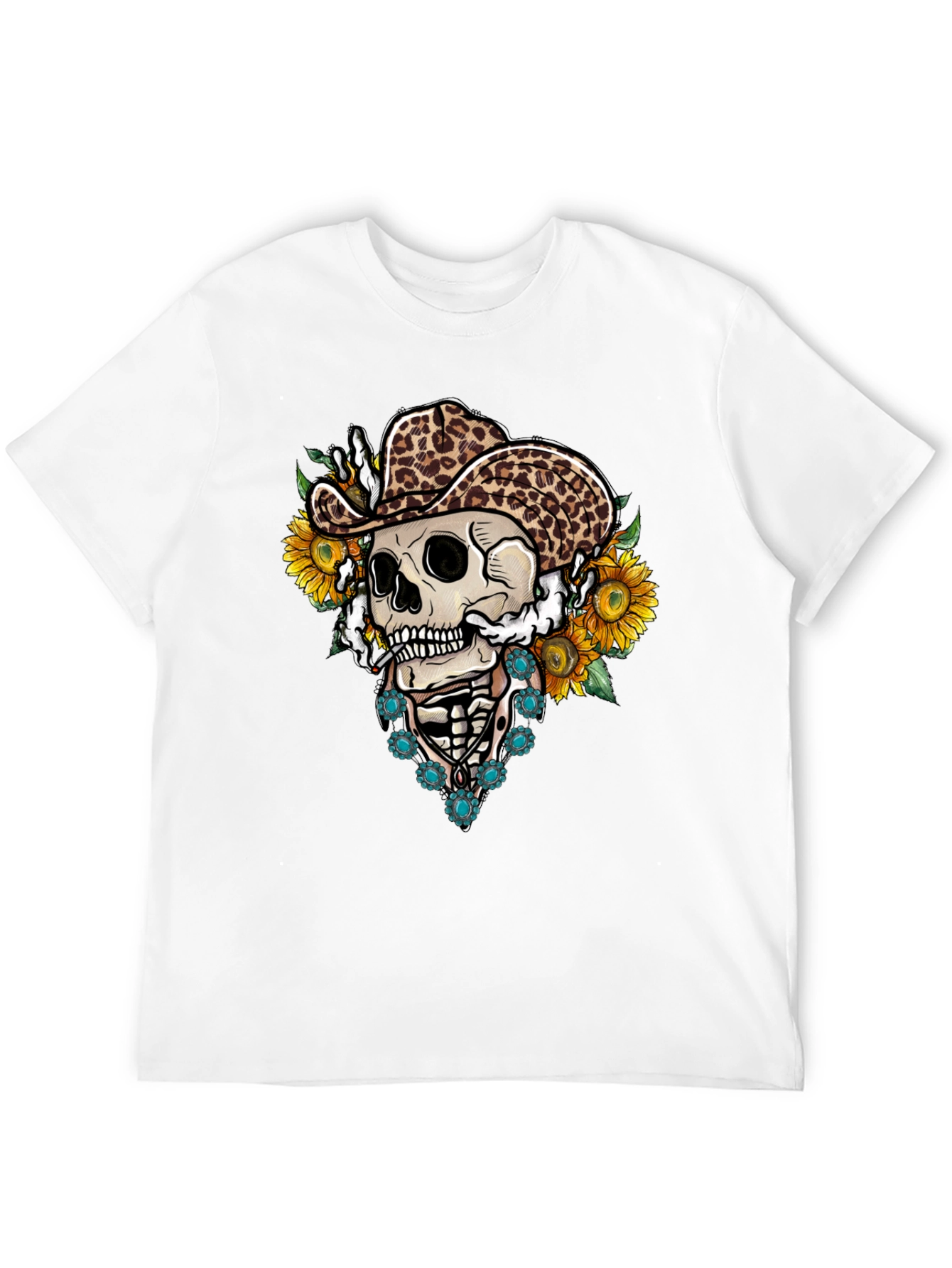 Skull in Leopard Cowboy Hat Tee