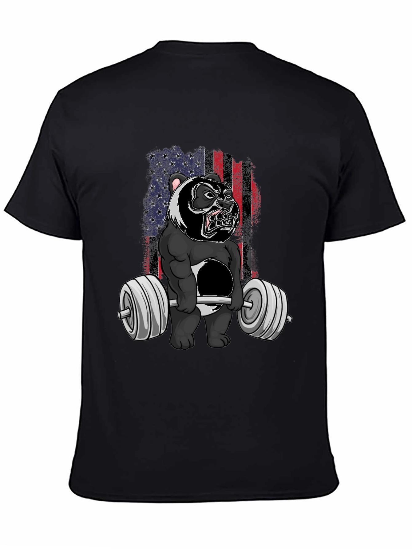Weightlifting Panda T-Shirt - USA Flag Graphic Tee