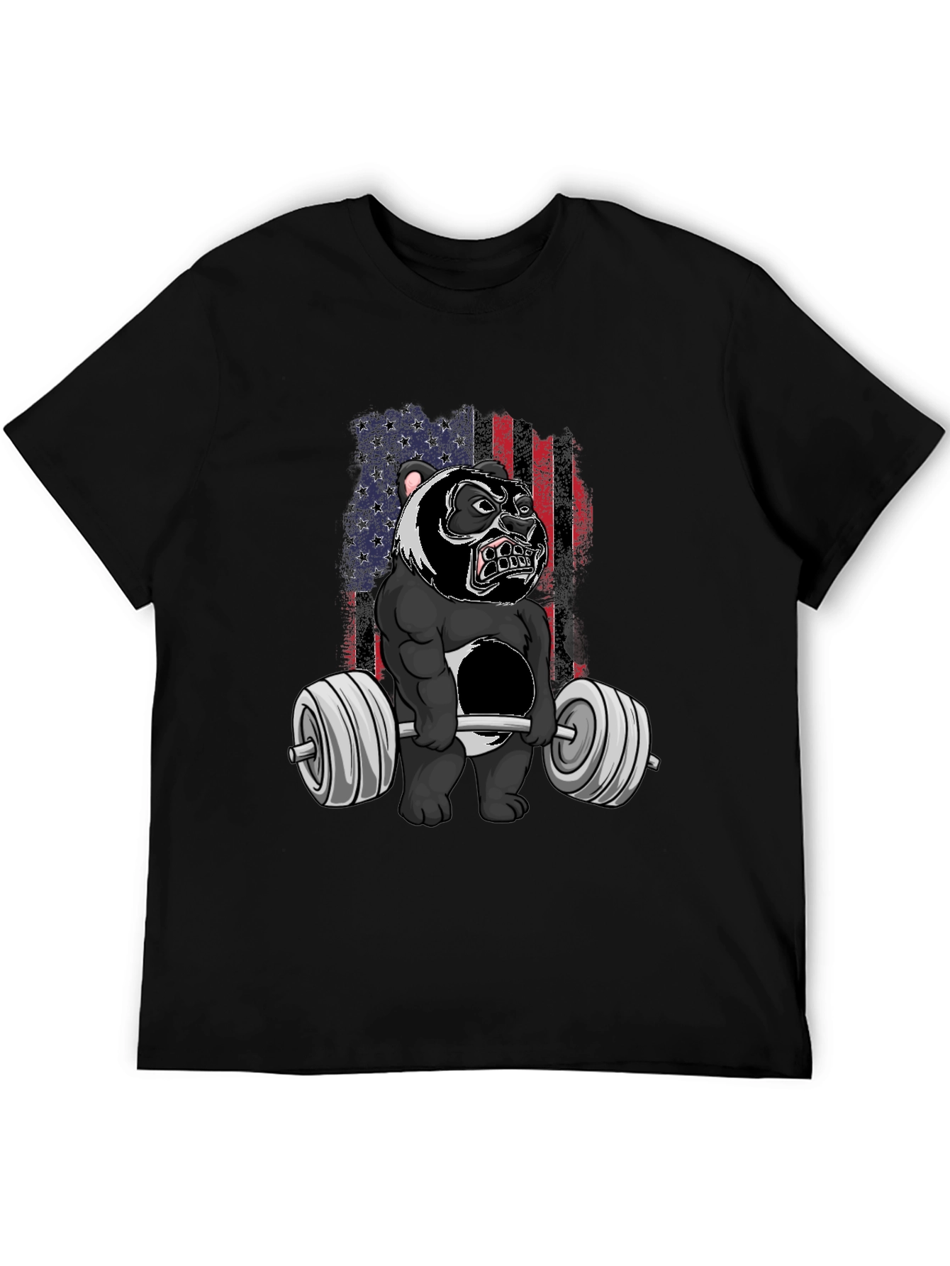 Weightlifting Panda T-Shirt - USA Flag Graphic Tee