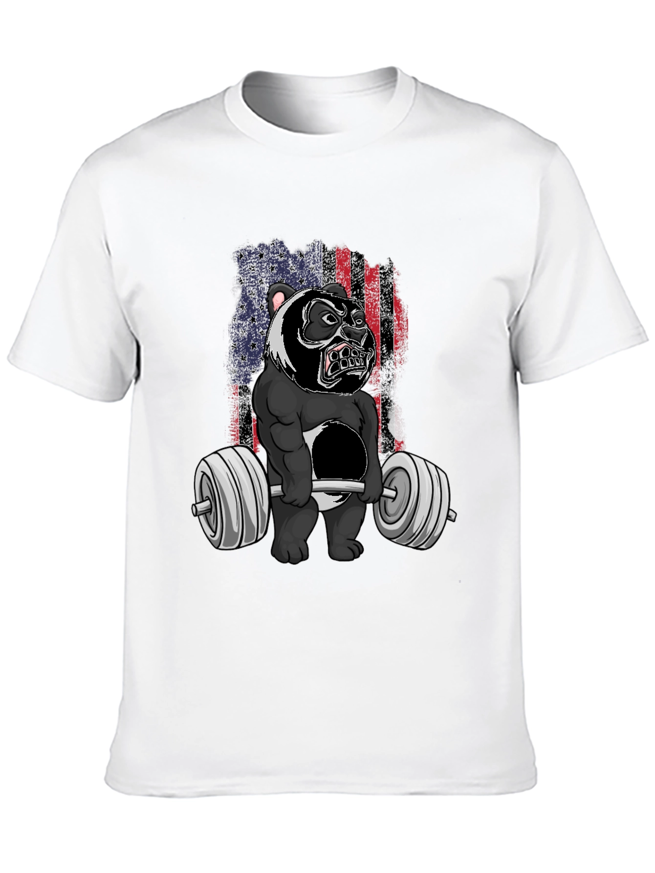 Weightlifting Panda T-Shirt - USA Flag Graphic Tee