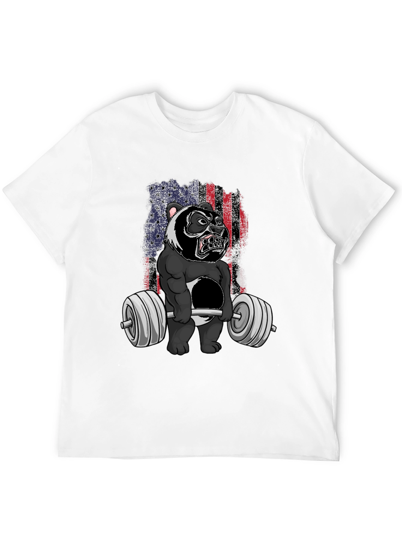Weightlifting Panda T-Shirt - USA Flag Graphic Tee