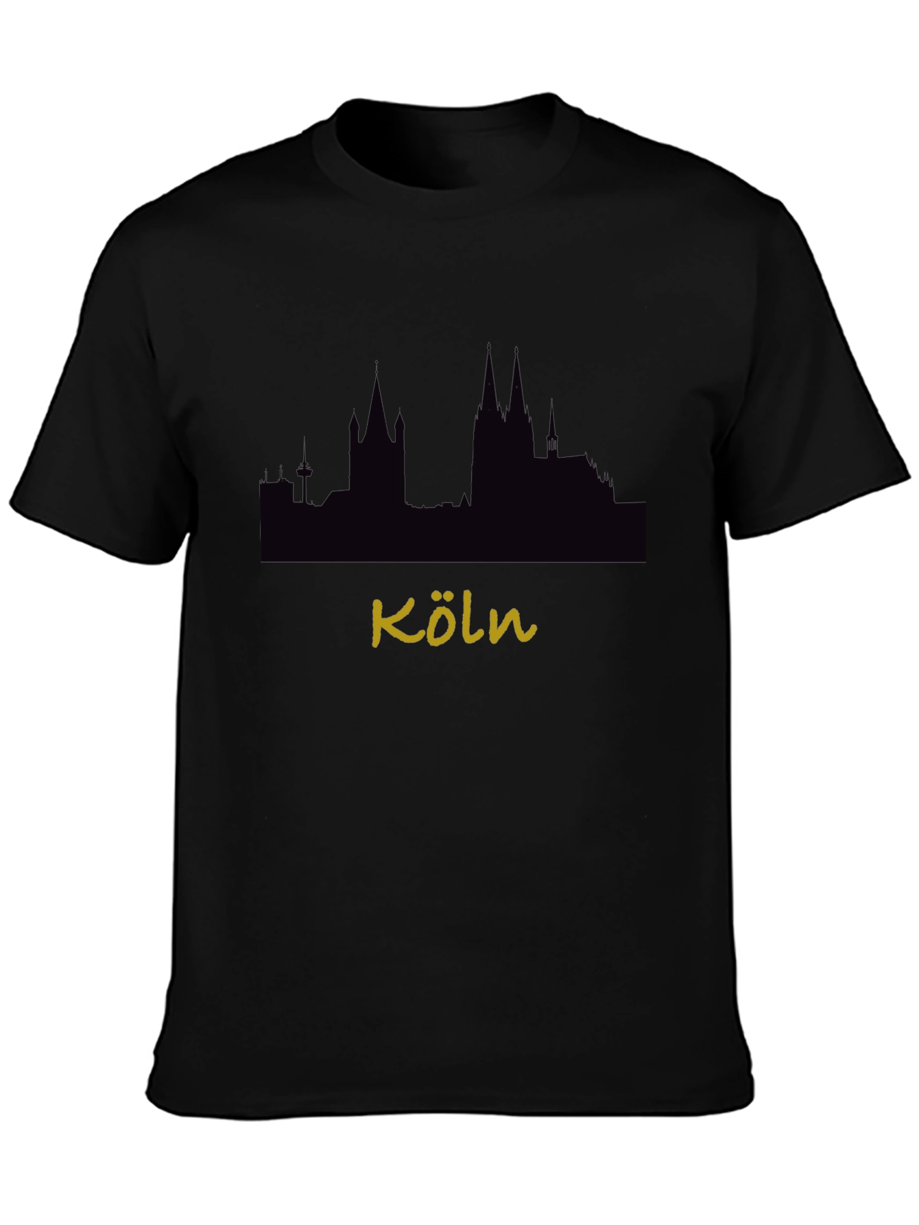 Cologne Skyline Graphic T-Shirt - Black Crew Neck Tee
