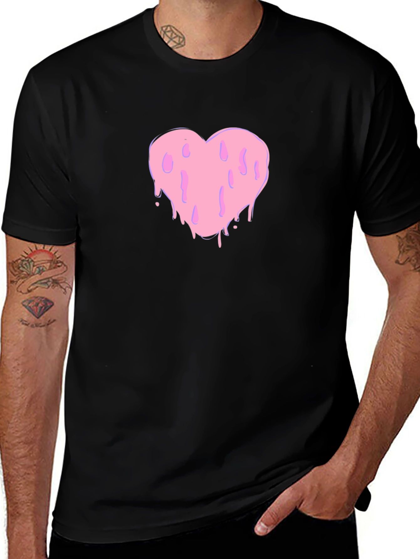 Melting Heart Graphic Black Tee