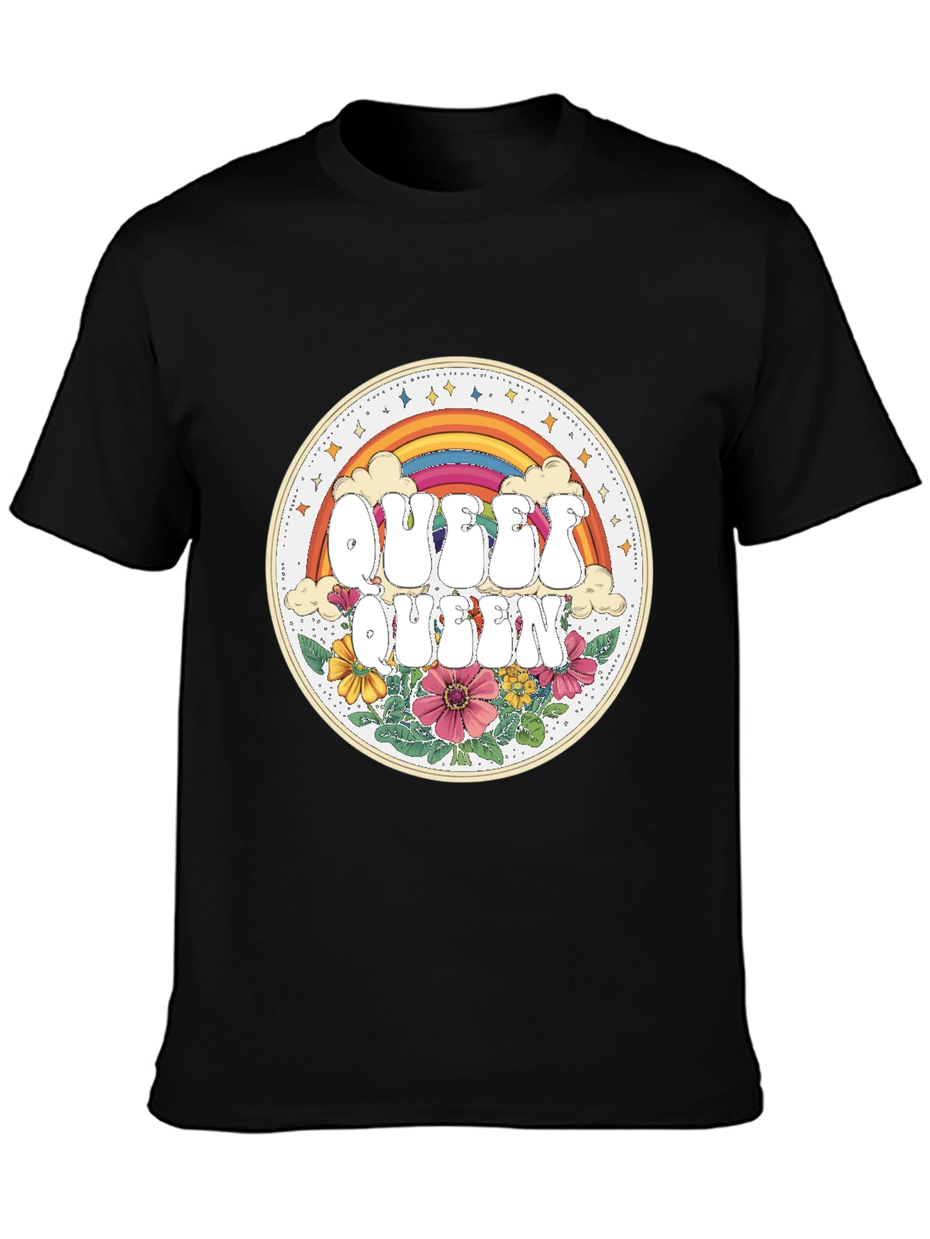 Queer Queen Rainbow Floral Graphic Tee