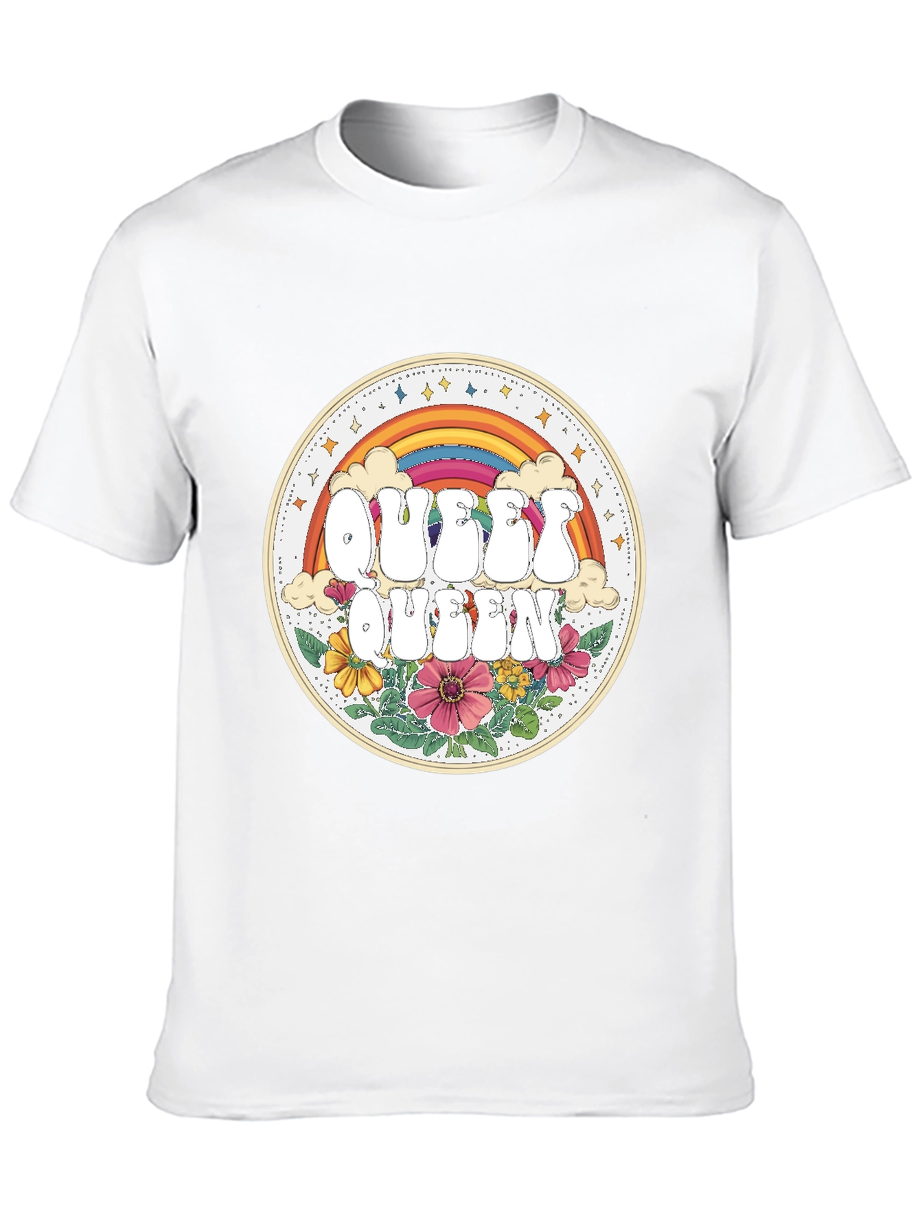 Queer Queen Rainbow Floral Graphic Tee