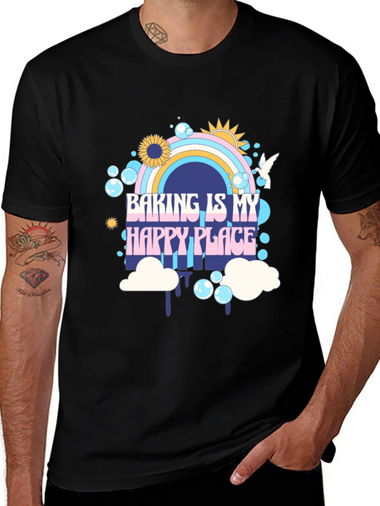 Baking is My Happy Place Black Graphic Tee
