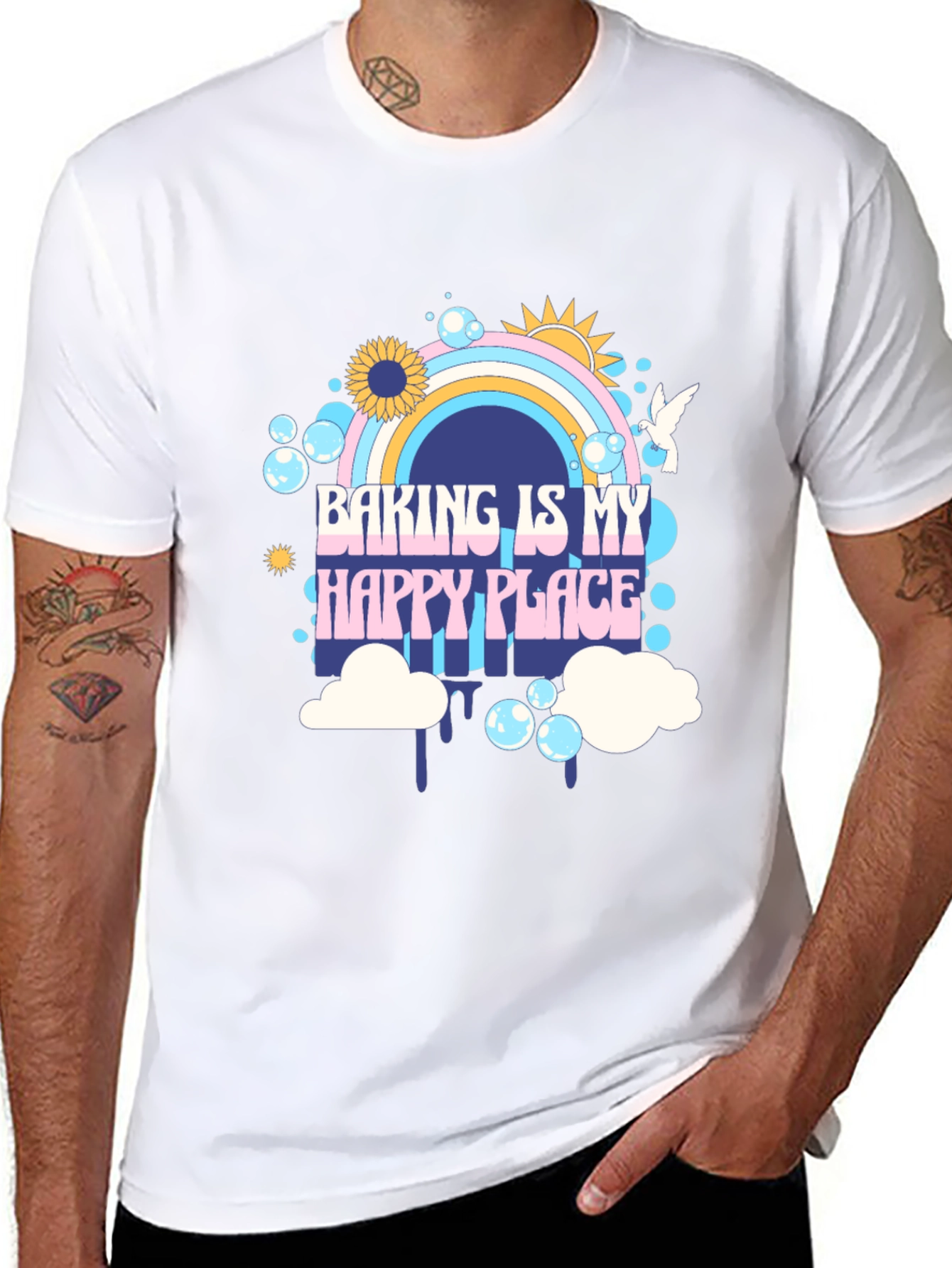 Baking is My Happy Place Black Graphic Tee
