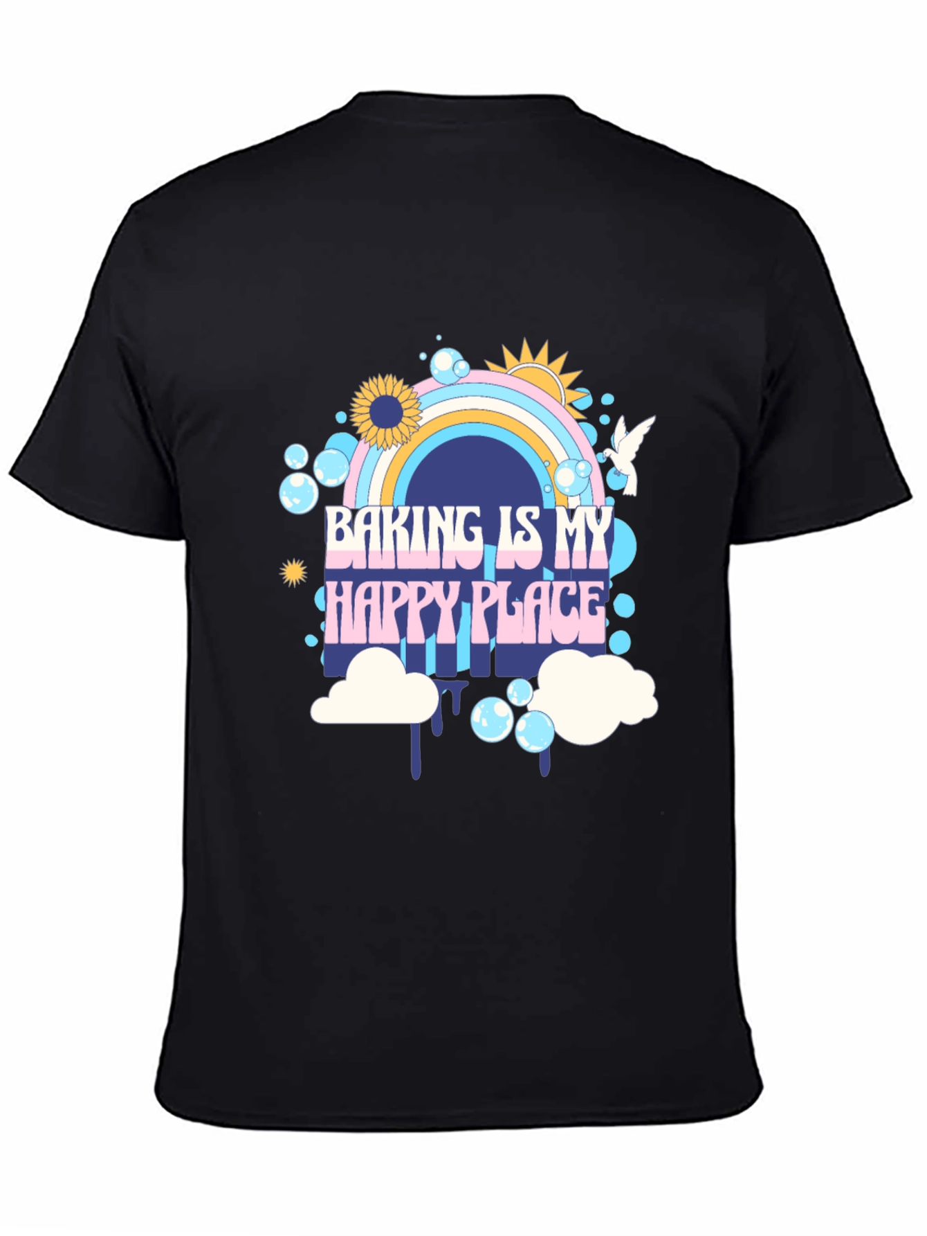 Baking is My Happy Place Black Graphic Tee