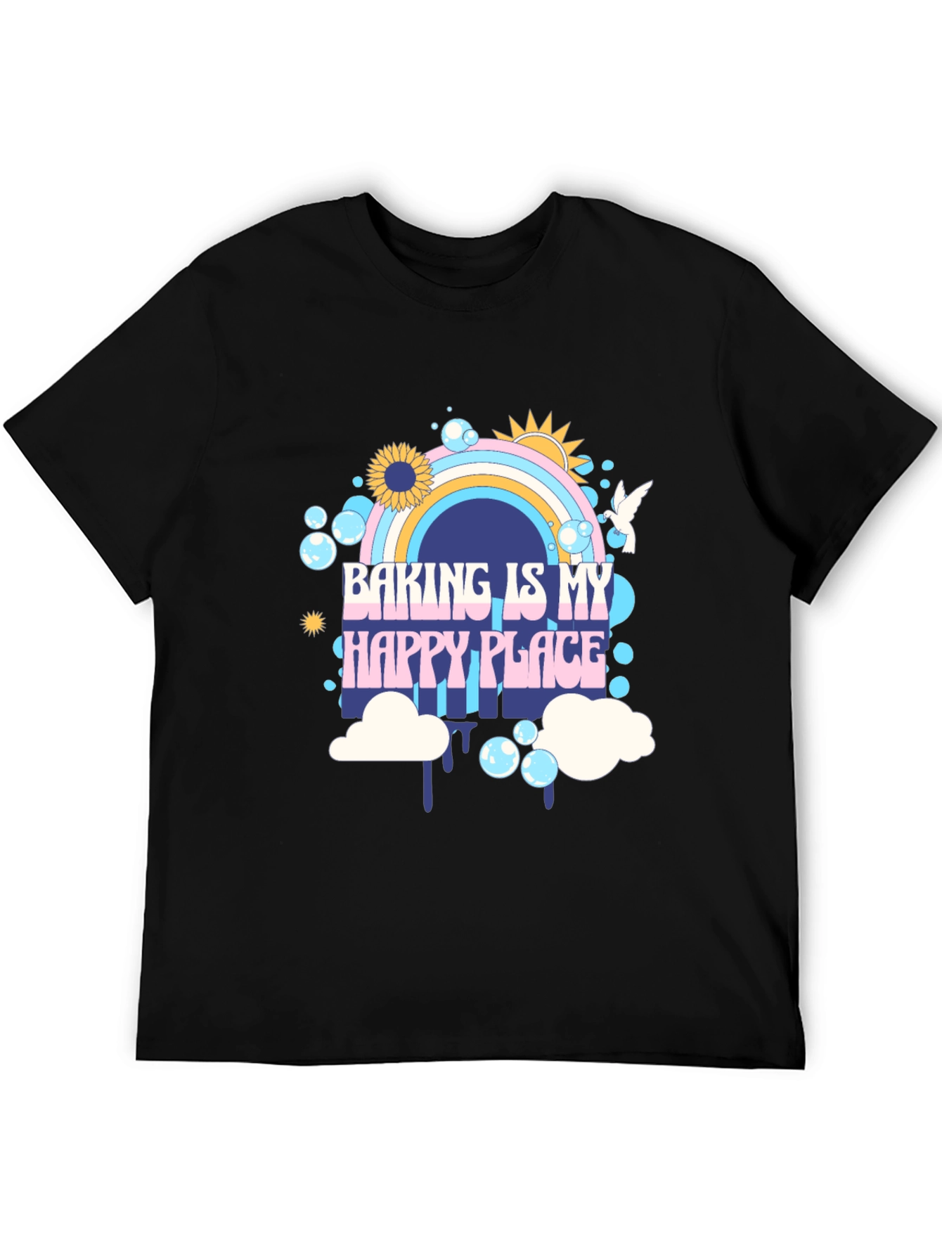 Baking is My Happy Place Black Graphic Tee