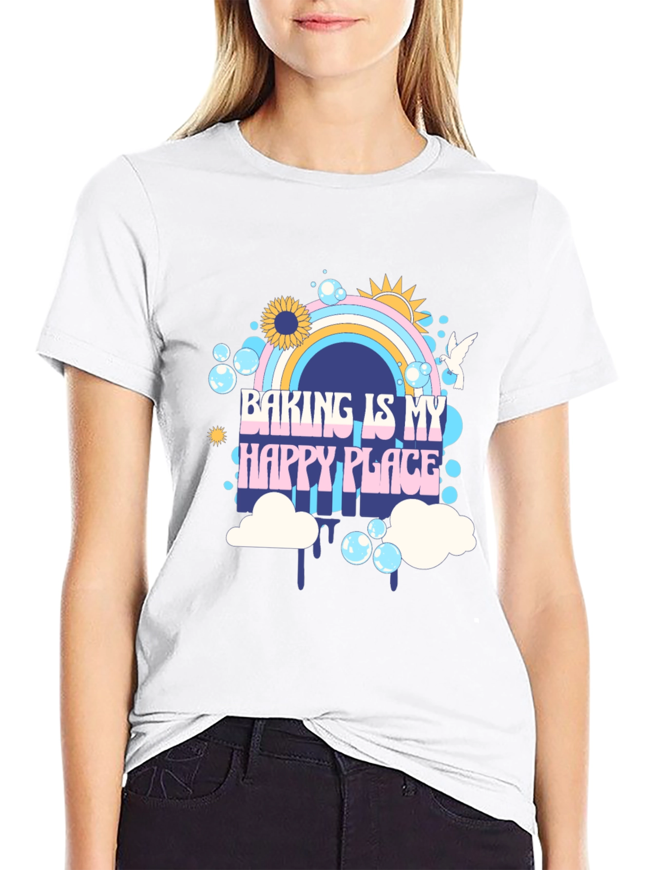 Baking is My Happy Place Black Graphic Tee