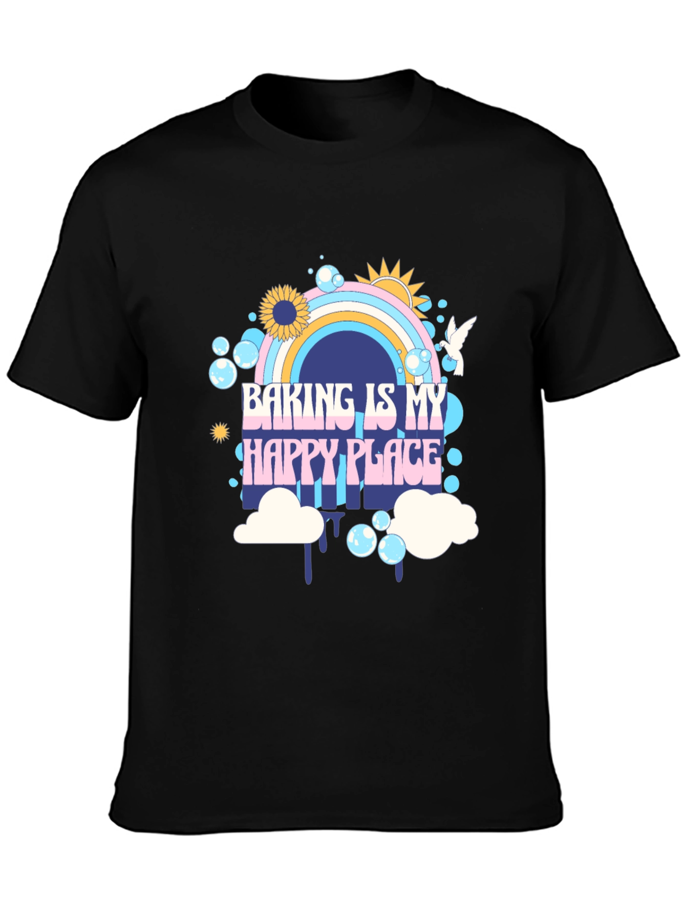 Baking is My Happy Place Black Graphic Tee
