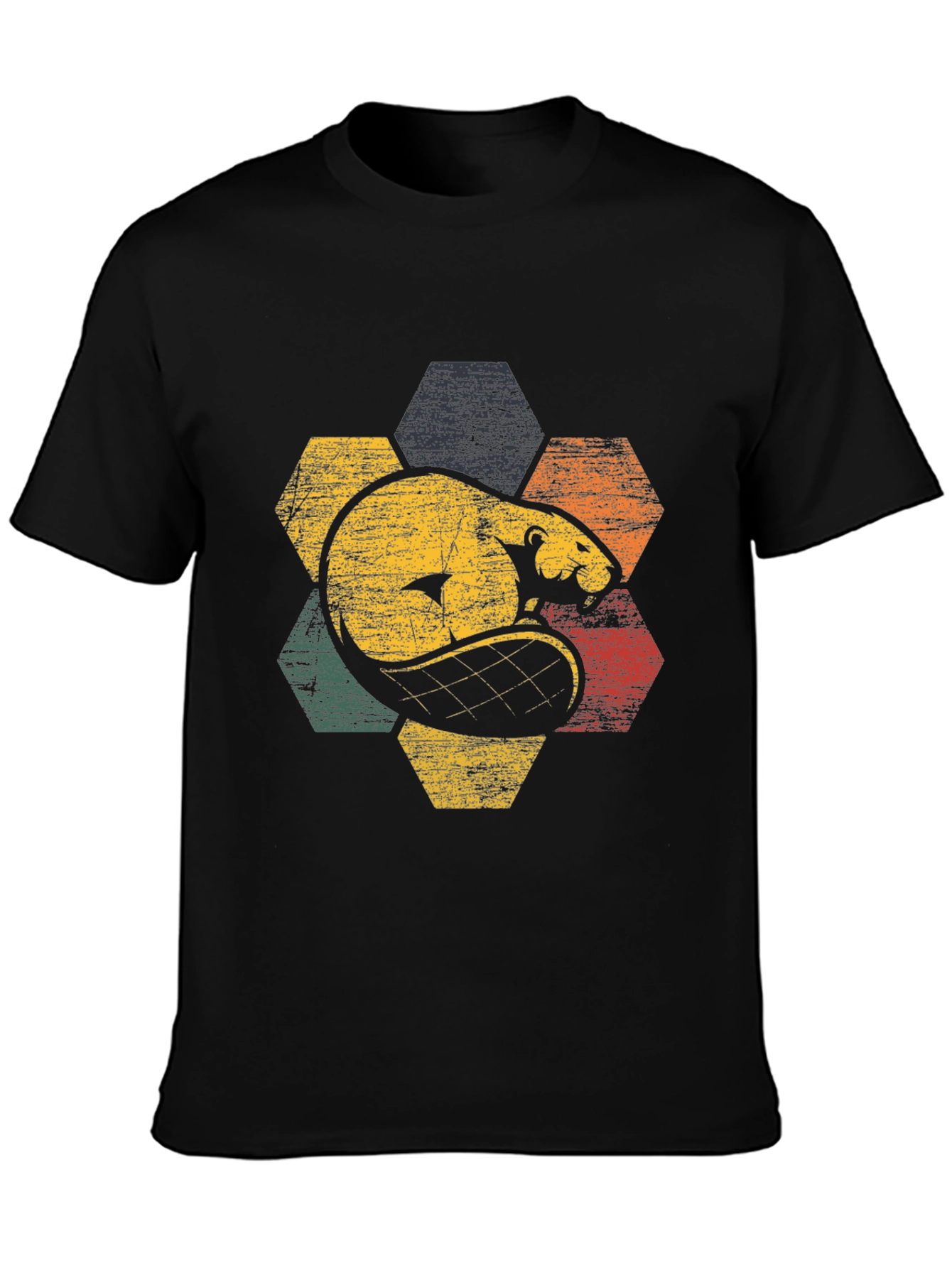 Retro Beaver Hexagon Graphic Tee - Unisex