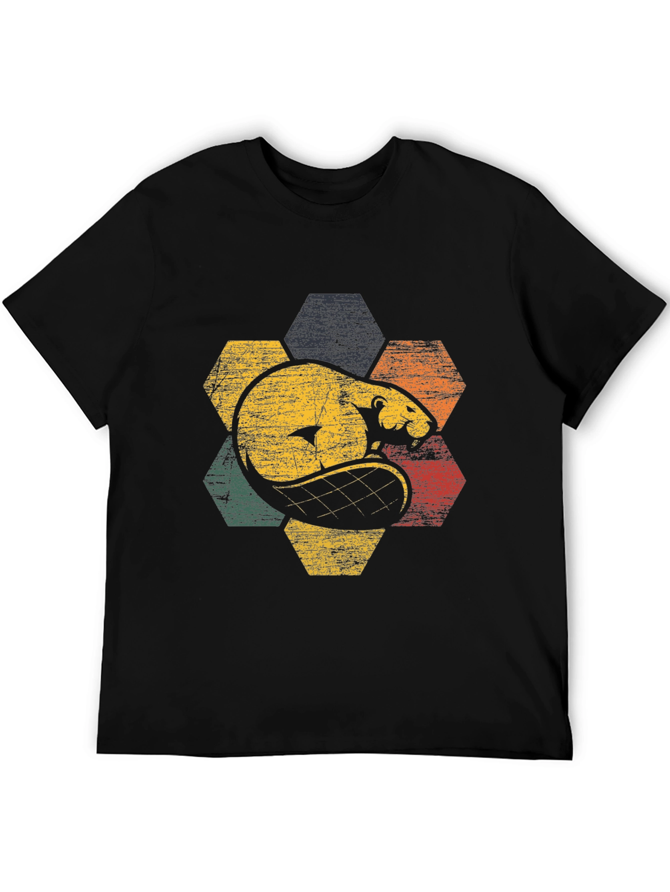Retro Beaver Hexagon Graphic Tee - Unisex