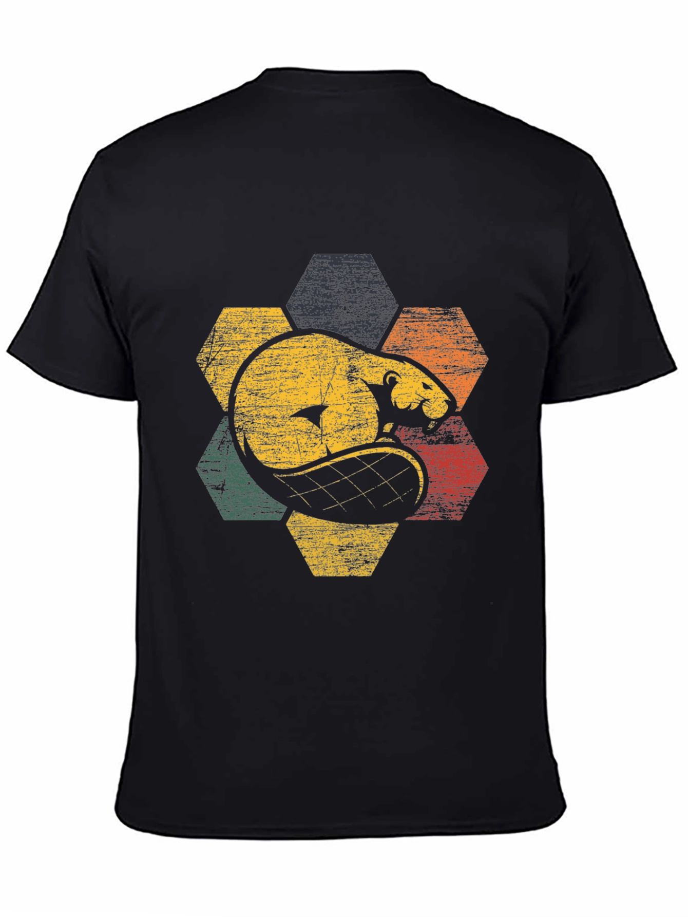 Retro Beaver Hexagon Graphic Tee - Unisex