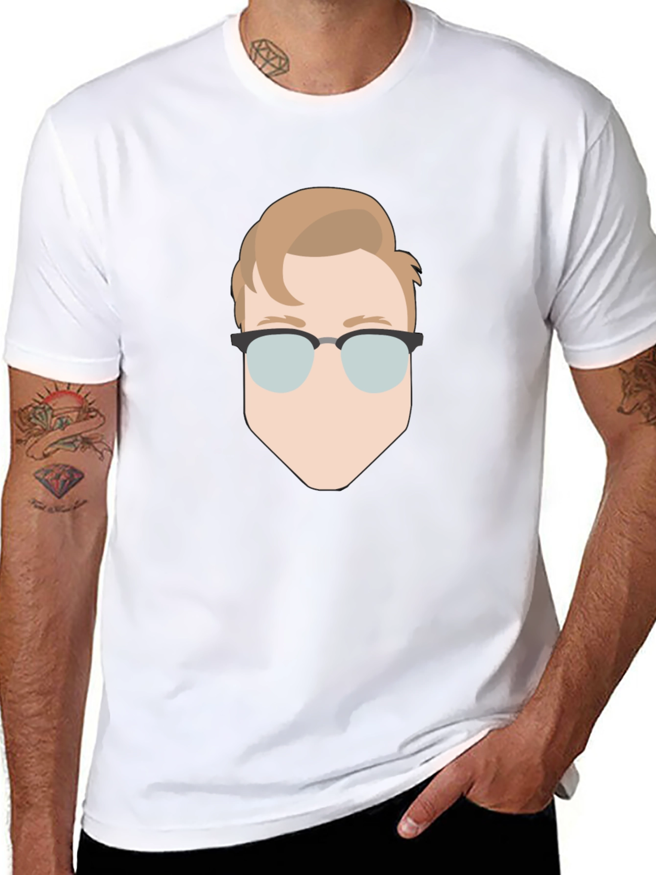 Retro Graphic Tee - Black T-Shirt with Face Design