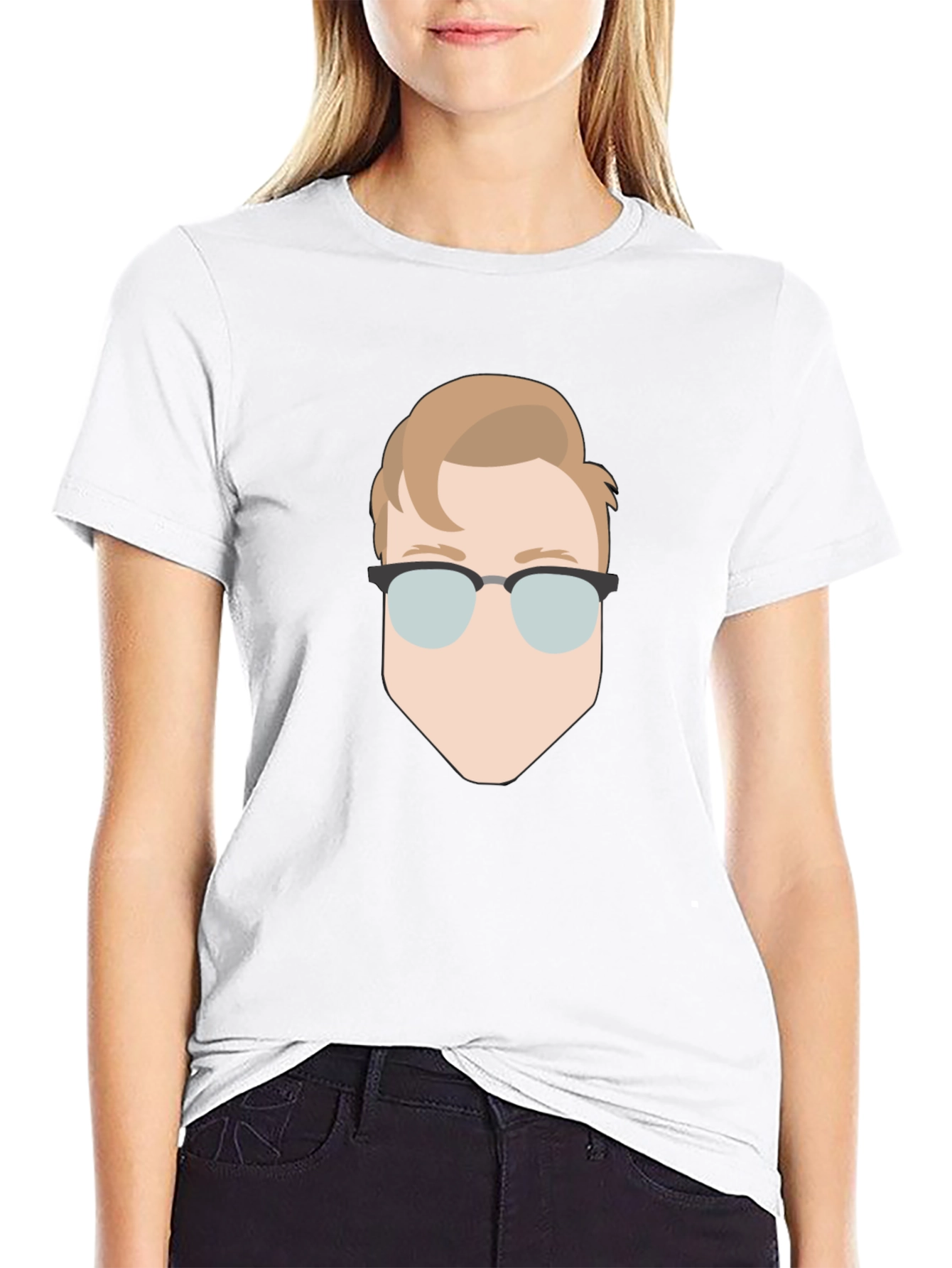 Retro Graphic Tee - Black T-Shirt with Face Design
