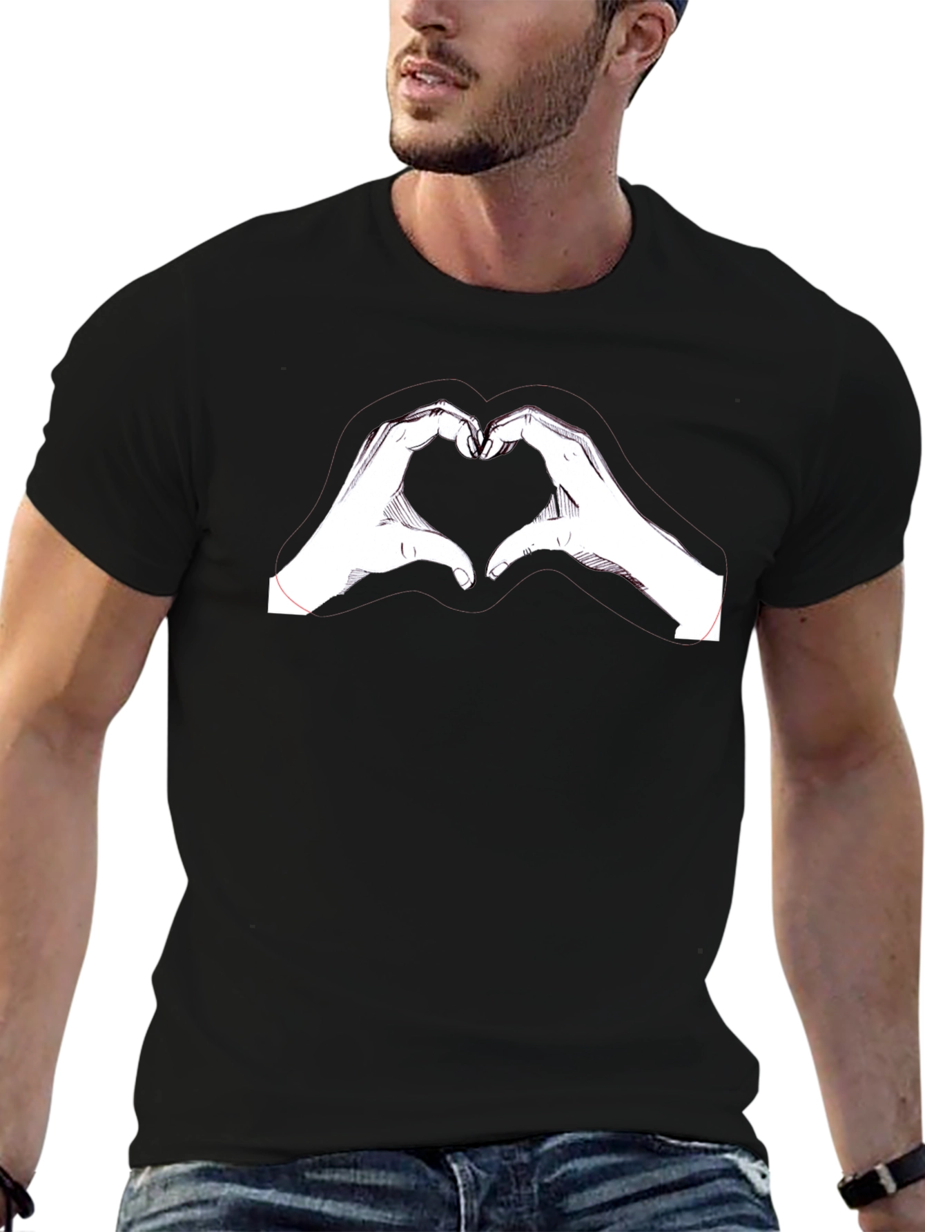 Heart Hands Graphic Black T-Shirt