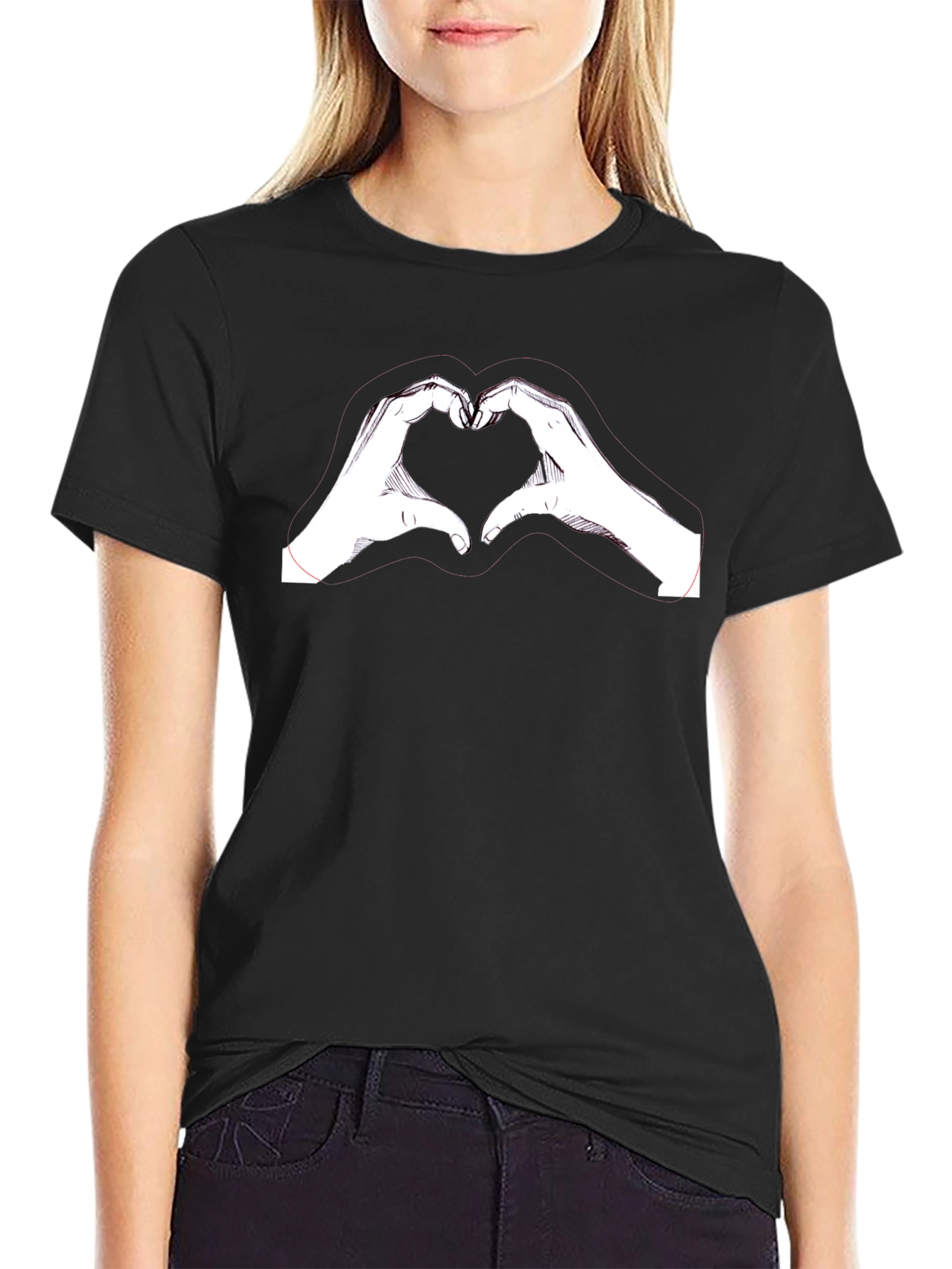 Heart Hands Graphic Black T-Shirt